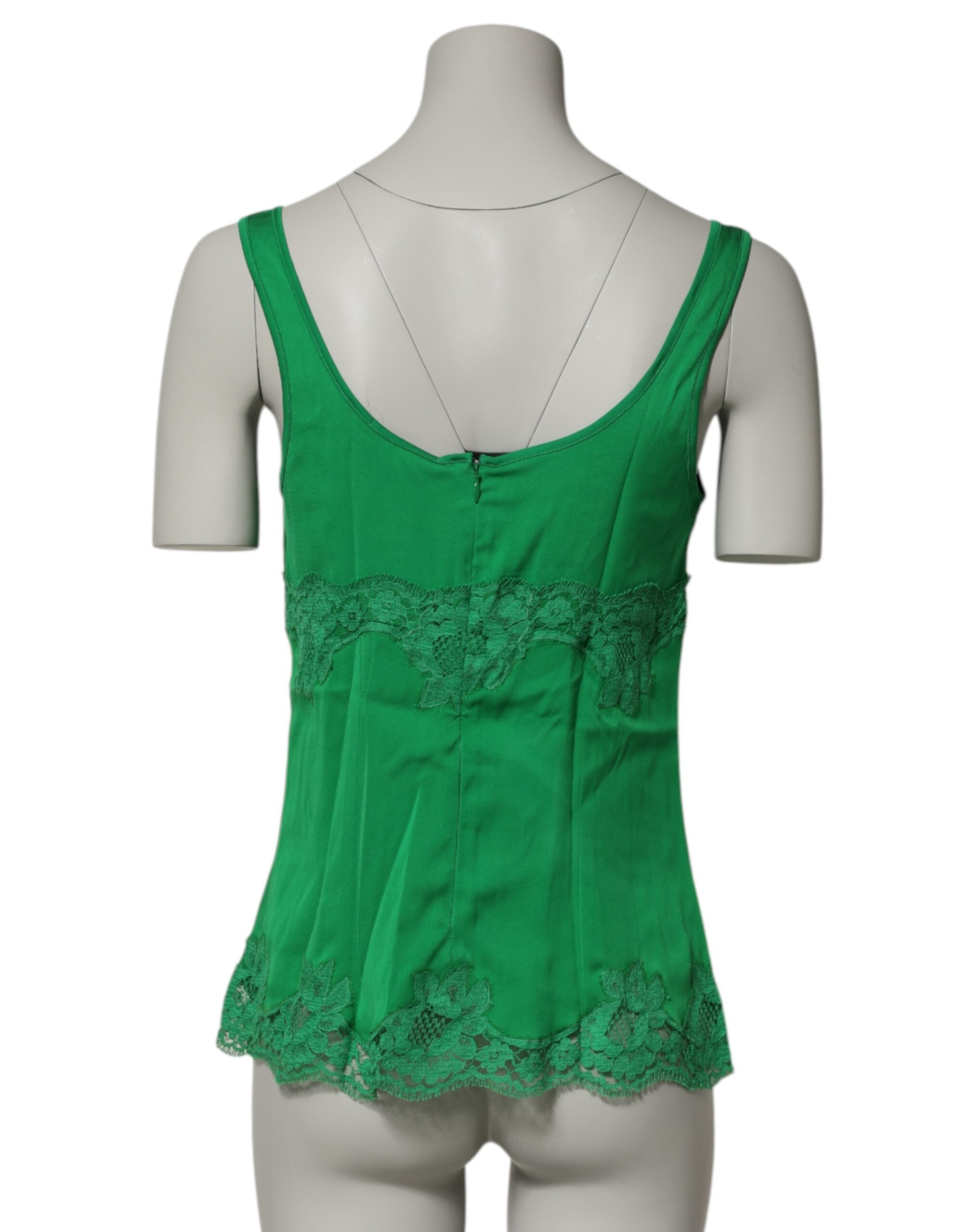 Dolce & Gabbana Green Floral Lace Tank Lingerie Top Women's Underwear