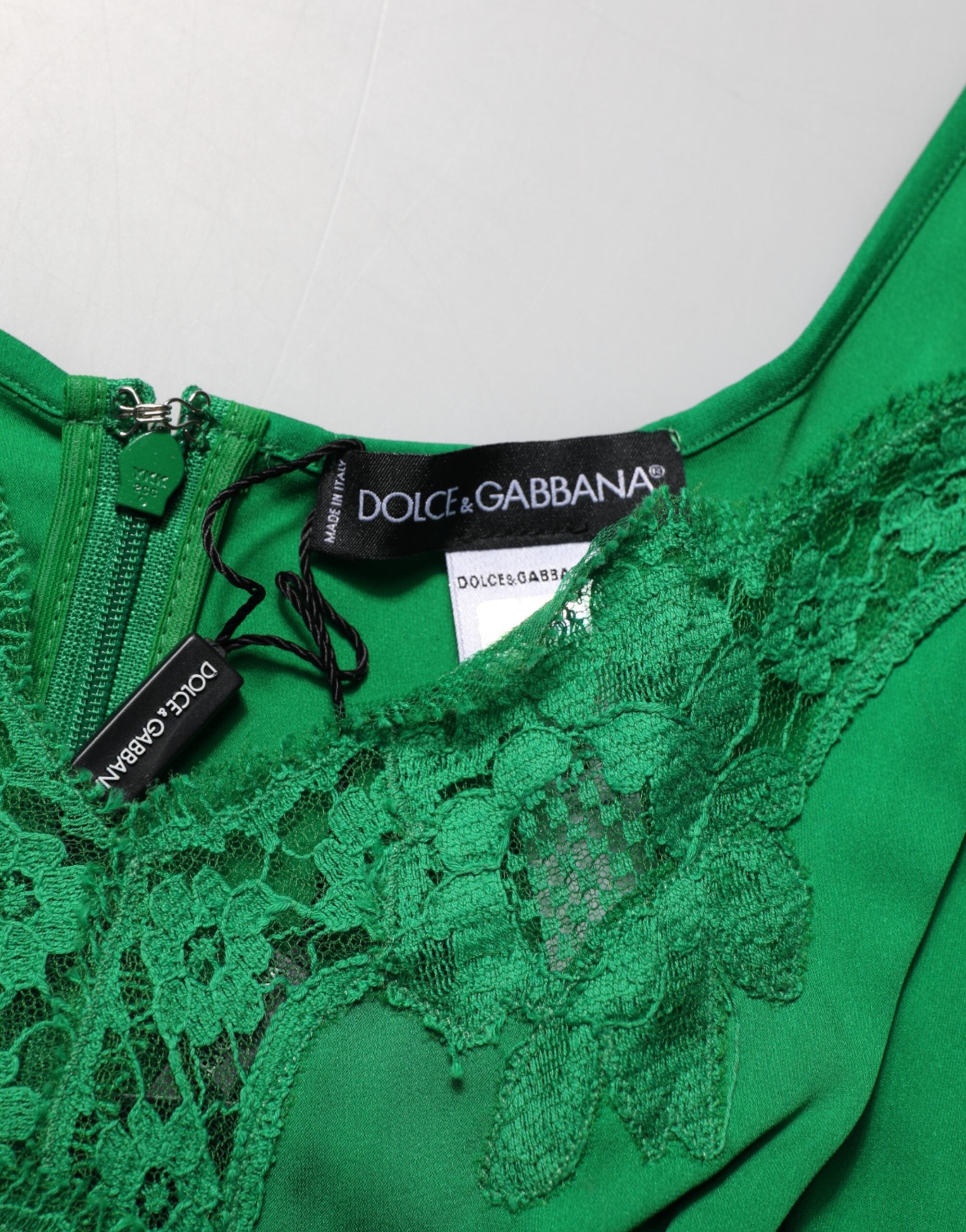 Dolce & Gabbana Green Floral Lace Tank Lingerie Top Women's Underwear