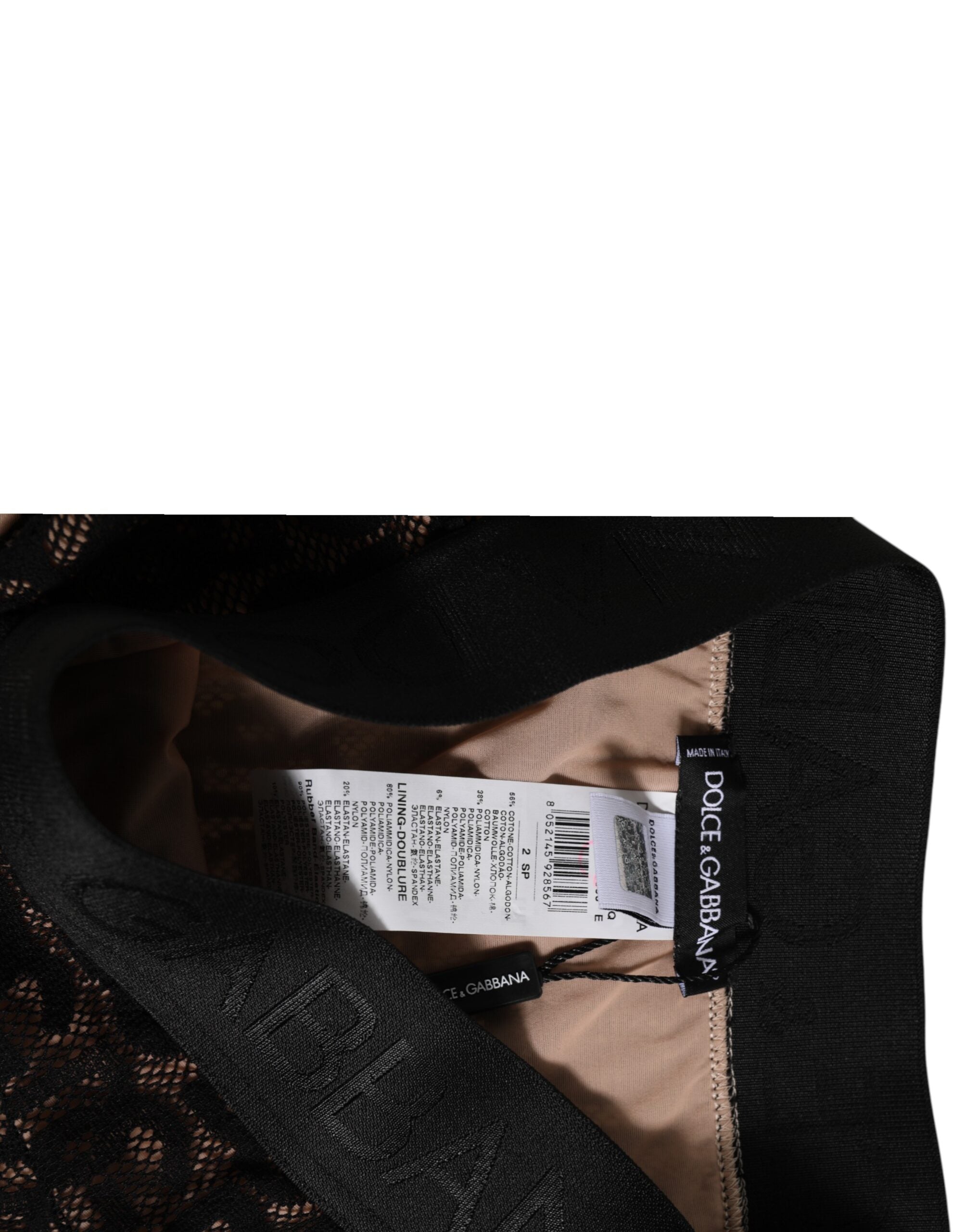 Dolce & Gabbana Black DG Logo Lace High Brief Panty Women's Underwear