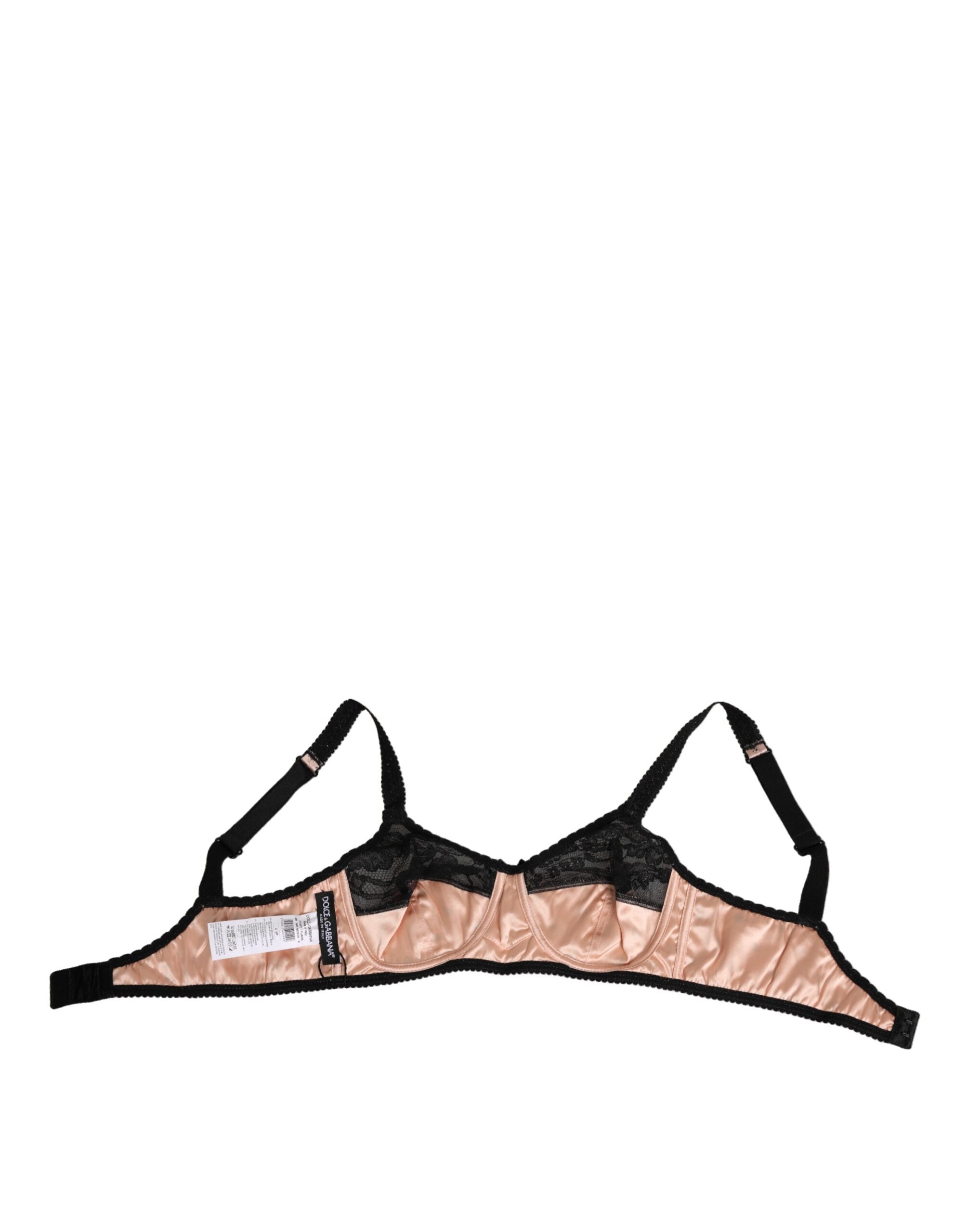 Dolce & Gabbana Beige Silk Heart Print Soft Cup Bra Women's Underwear