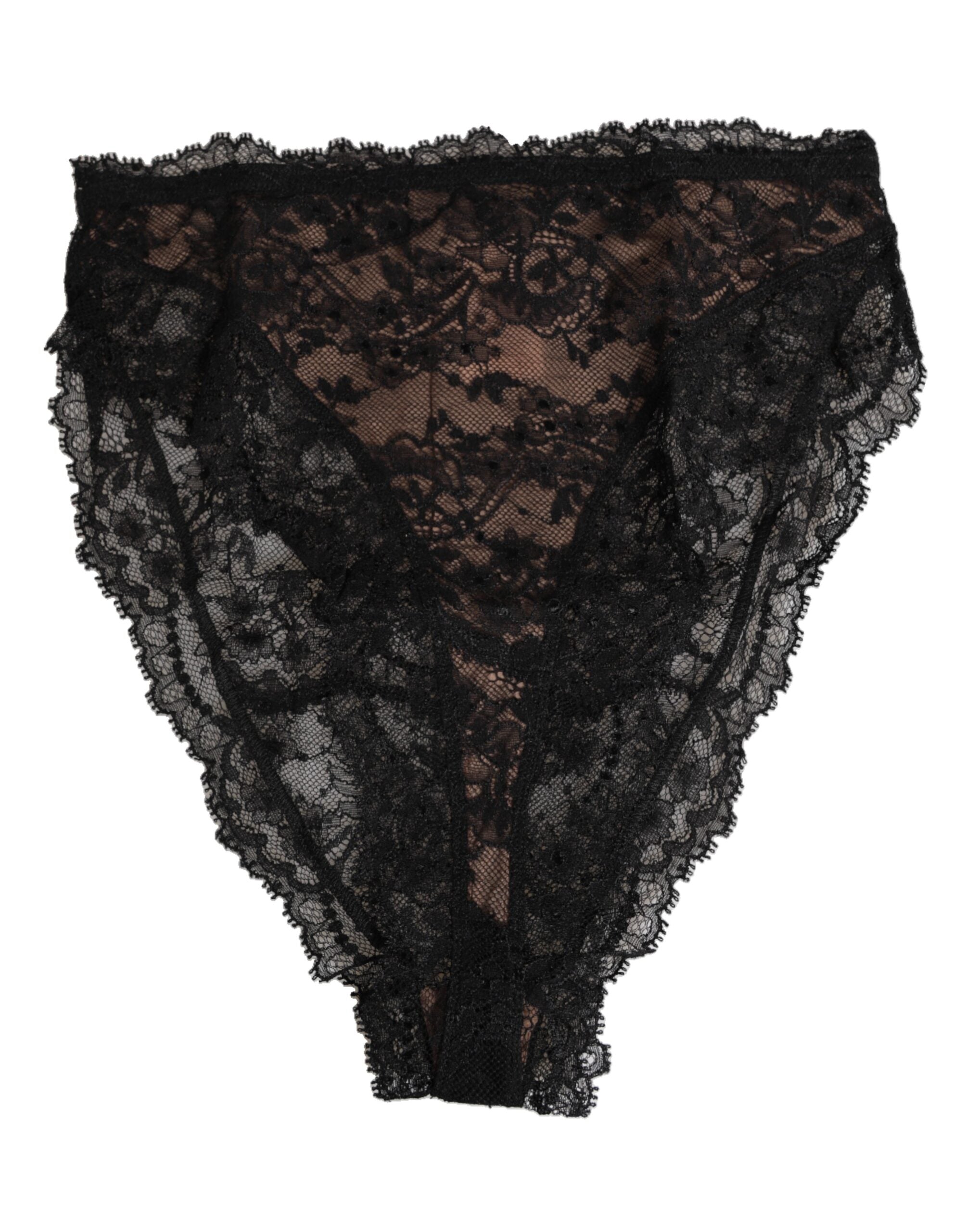 Dolce & Gabbana Black Floral Lace Mesh High Brief Panty Women's Underwear