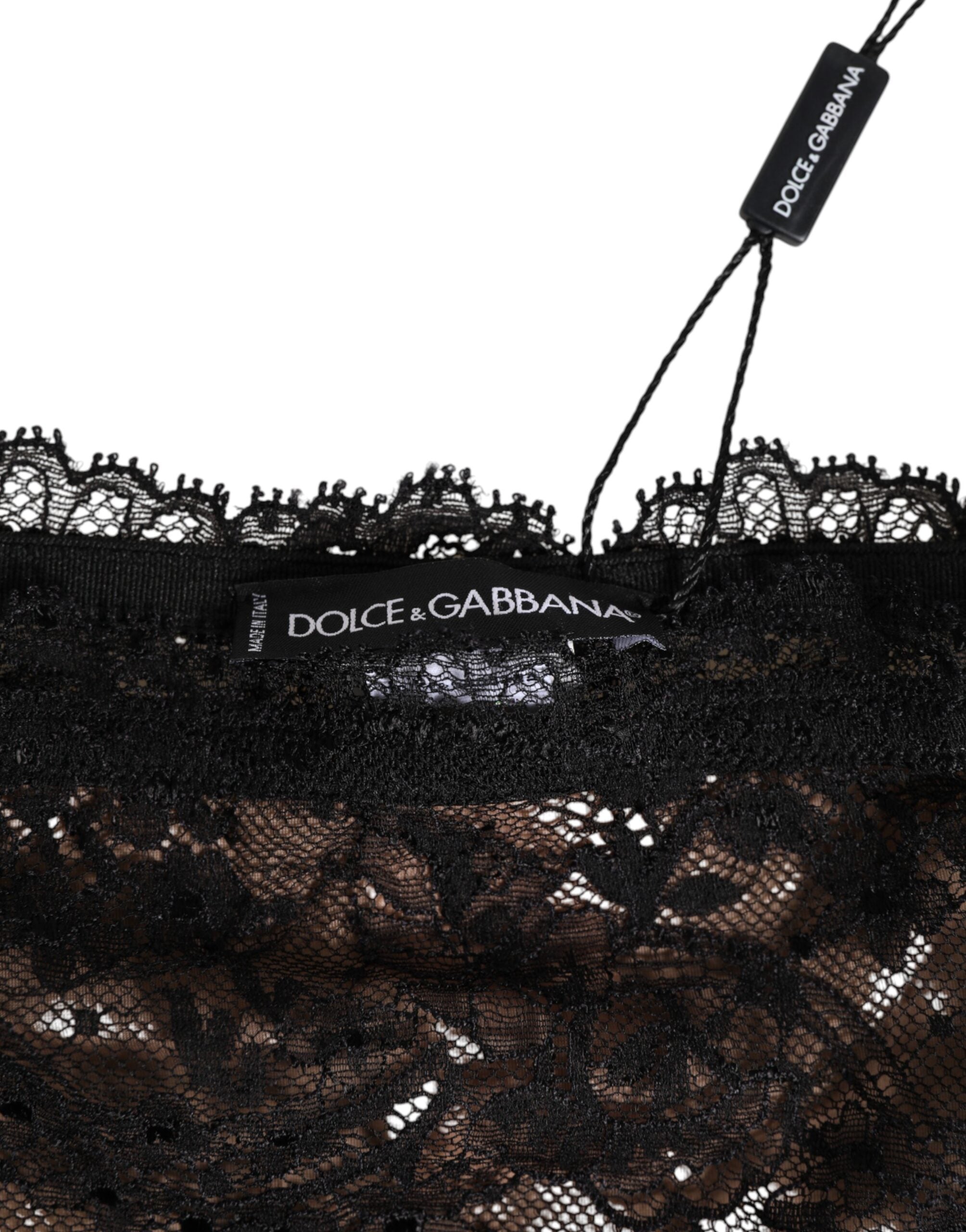 Dolce & Gabbana Black Floral Lace Mesh High Brief Panty Women's Underwear