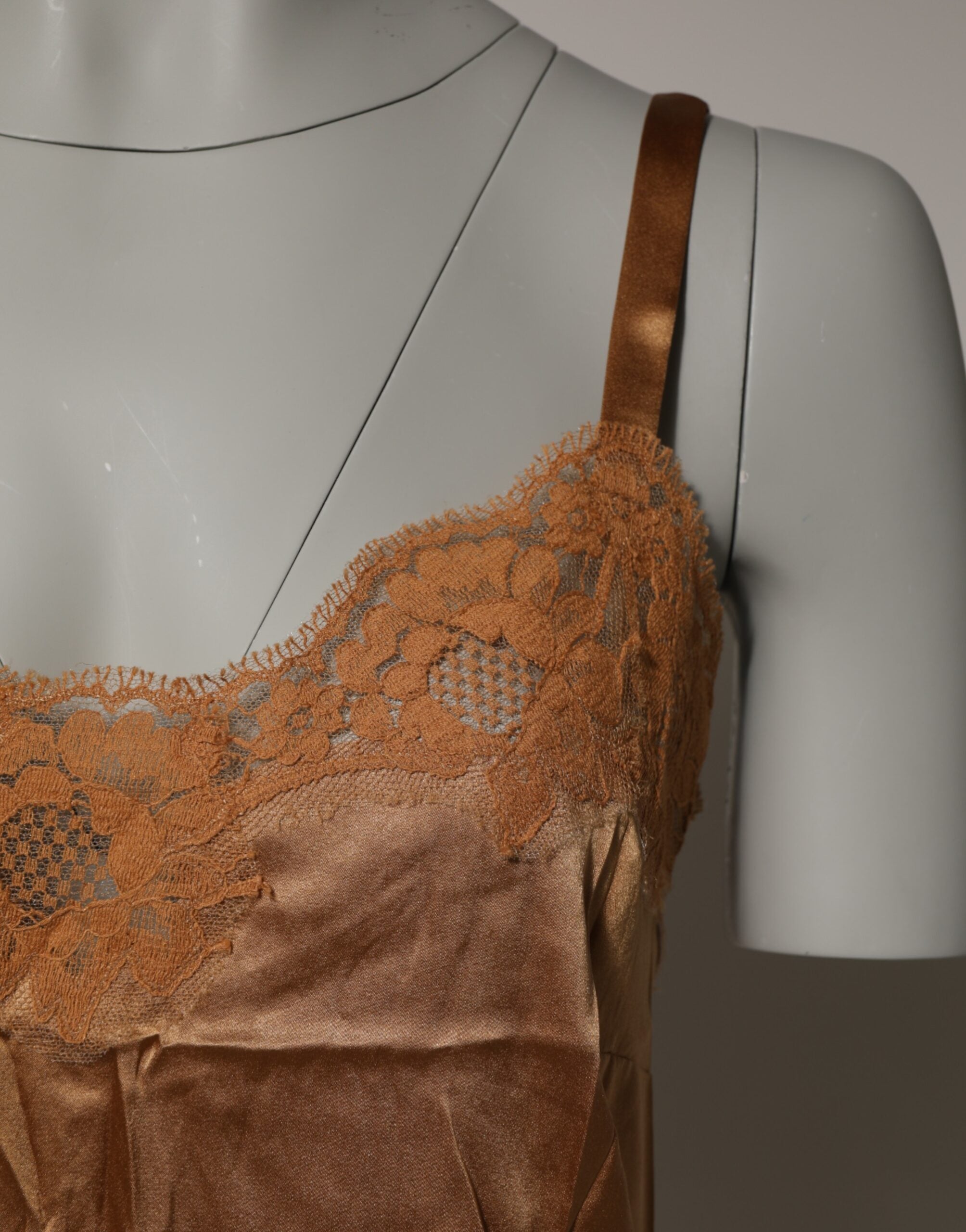 Dolce & Gabbana Brown Floral Lace Tank Lingerie Sleepwear Women's Underwear