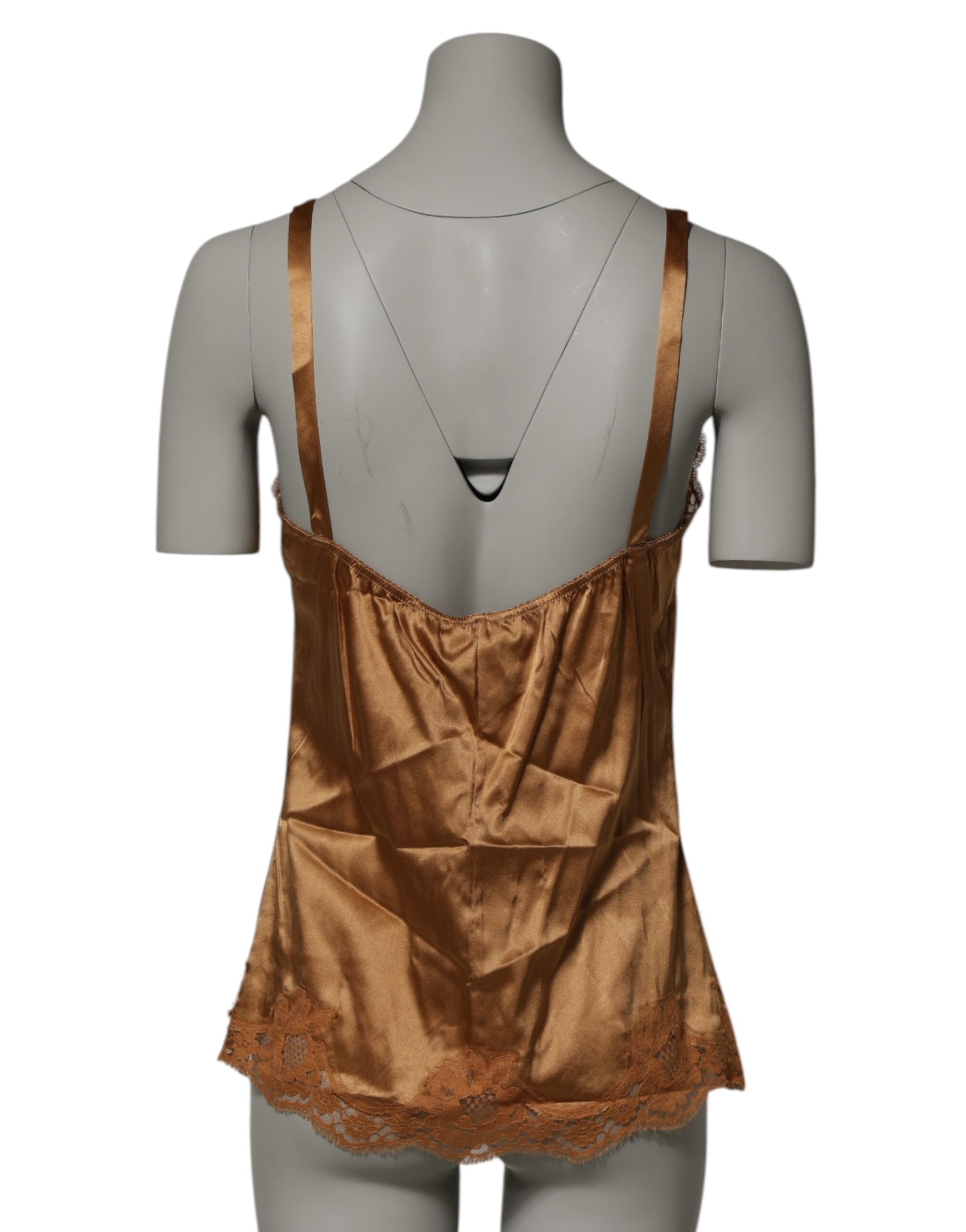 Dolce & Gabbana Brown Floral Lace Tank Lingerie Sleepwear Women's Underwear
