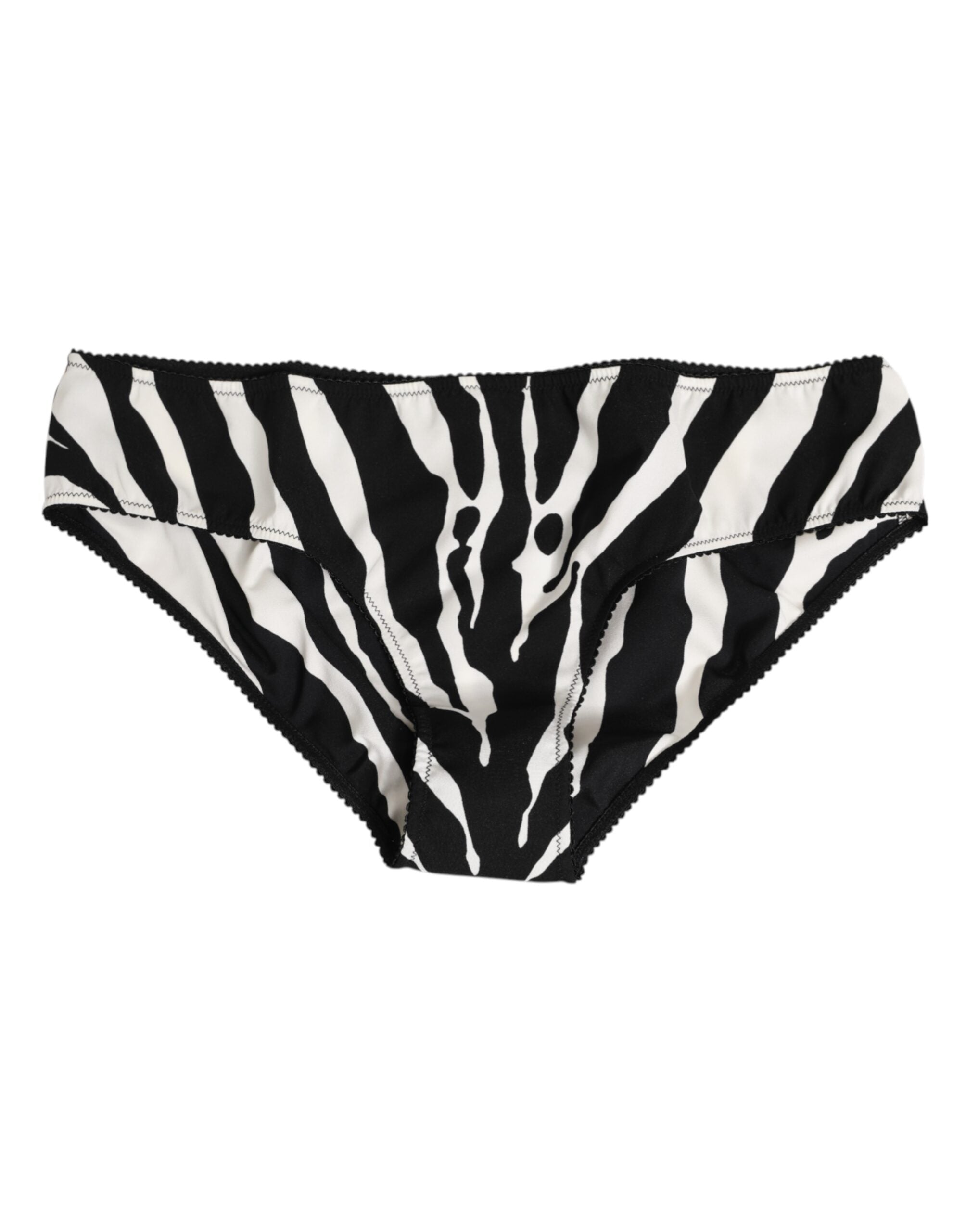 Dolce & Gabbana Black White Zebra Print Slip Briefs Women's Underwear