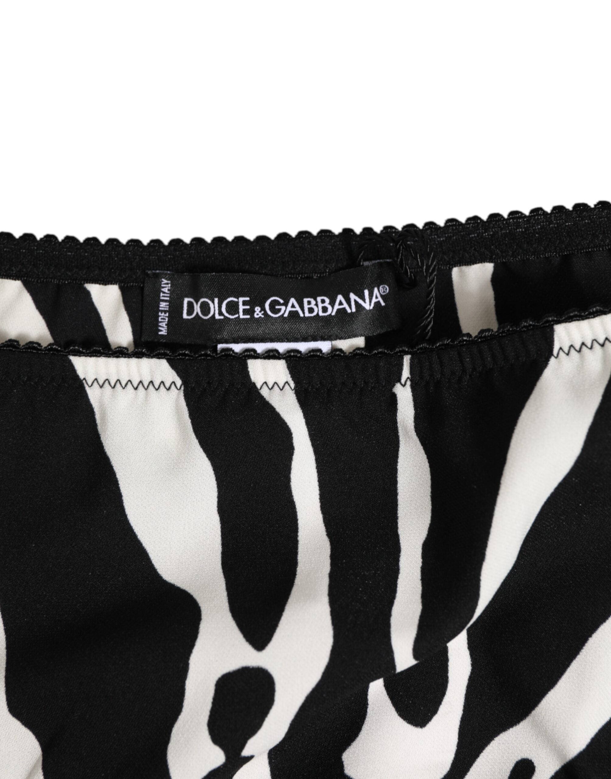 Dolce & Gabbana Black White Zebra Print Slip Briefs Women's Underwear