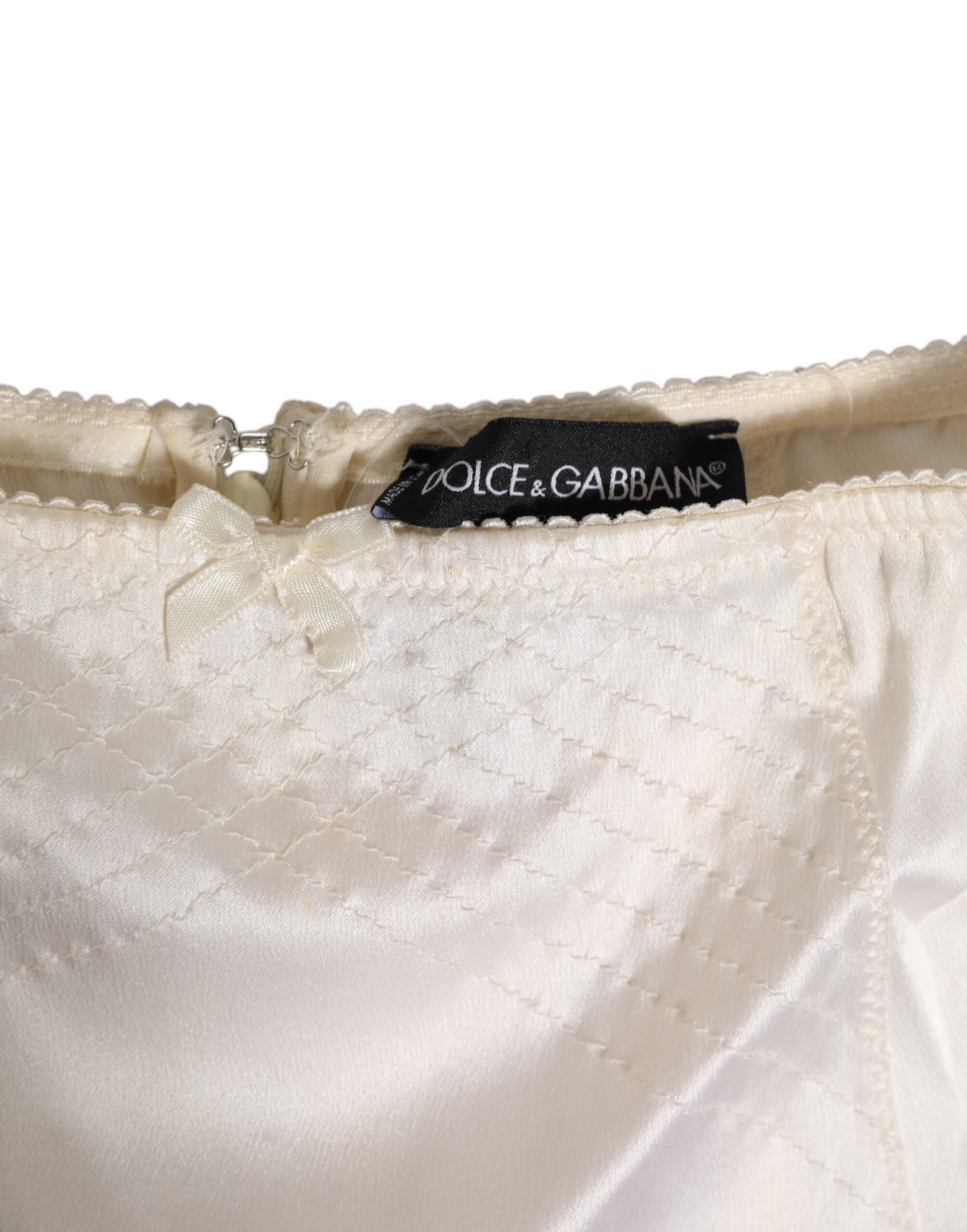 Dolce & Gabbana Off White Silk High Waist Girdle Panty Women's Underwear