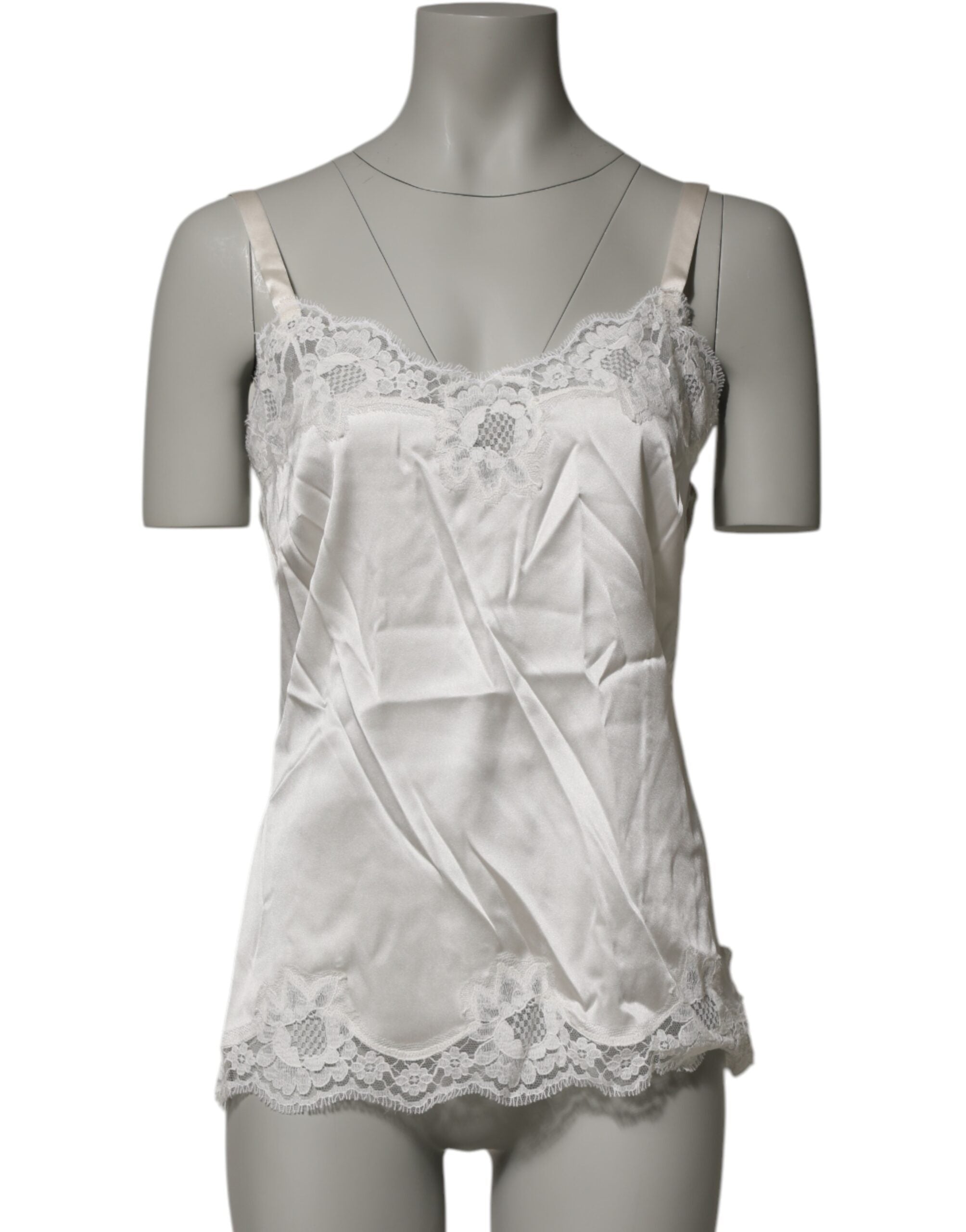 Dolce & Gabbana Off White Floral Lace Tank Lingerie Top Women's Underwear