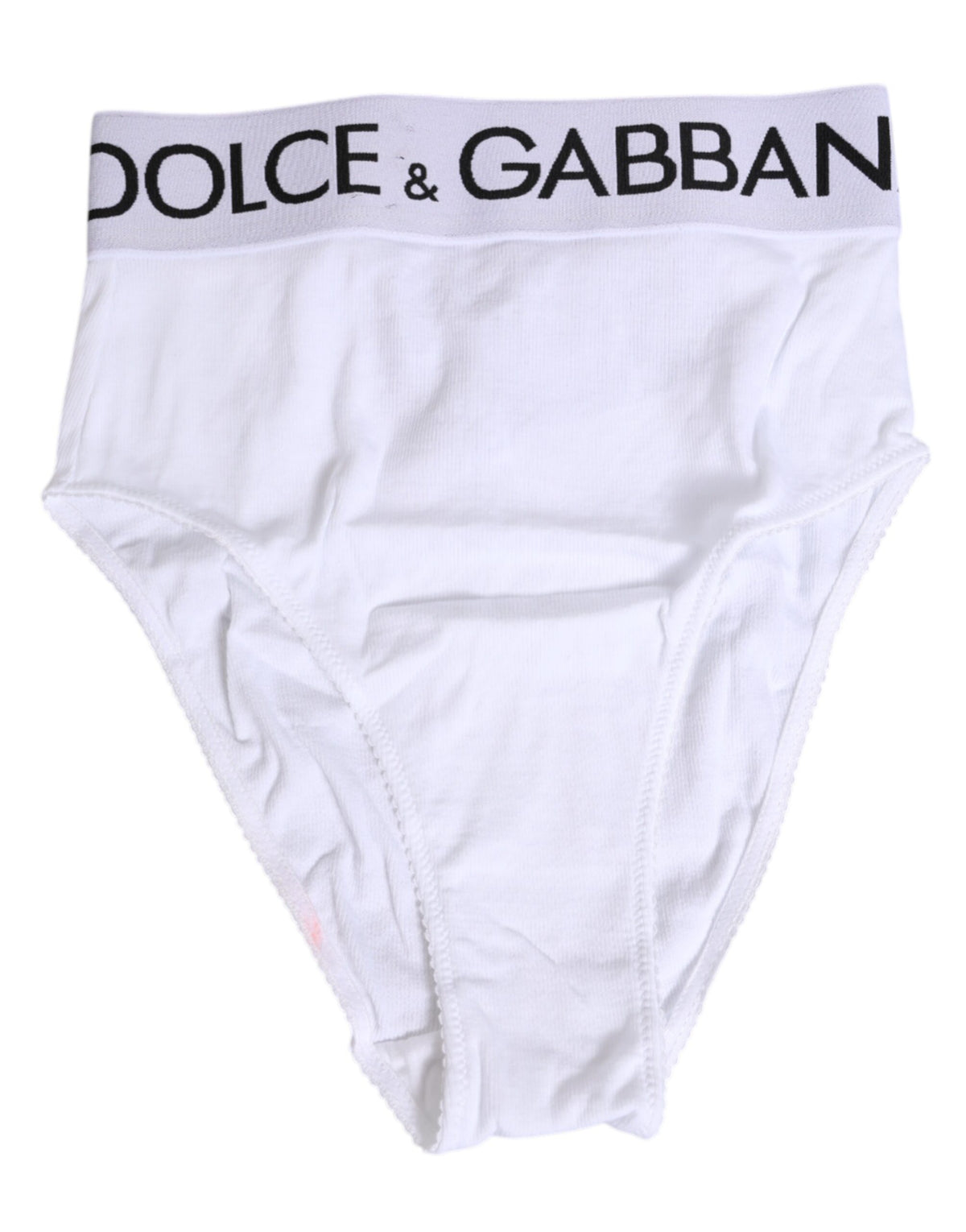Dolce & Gabbana White Cotton Stretch High Waist Panty Women's Underwear (Pre-Owned)