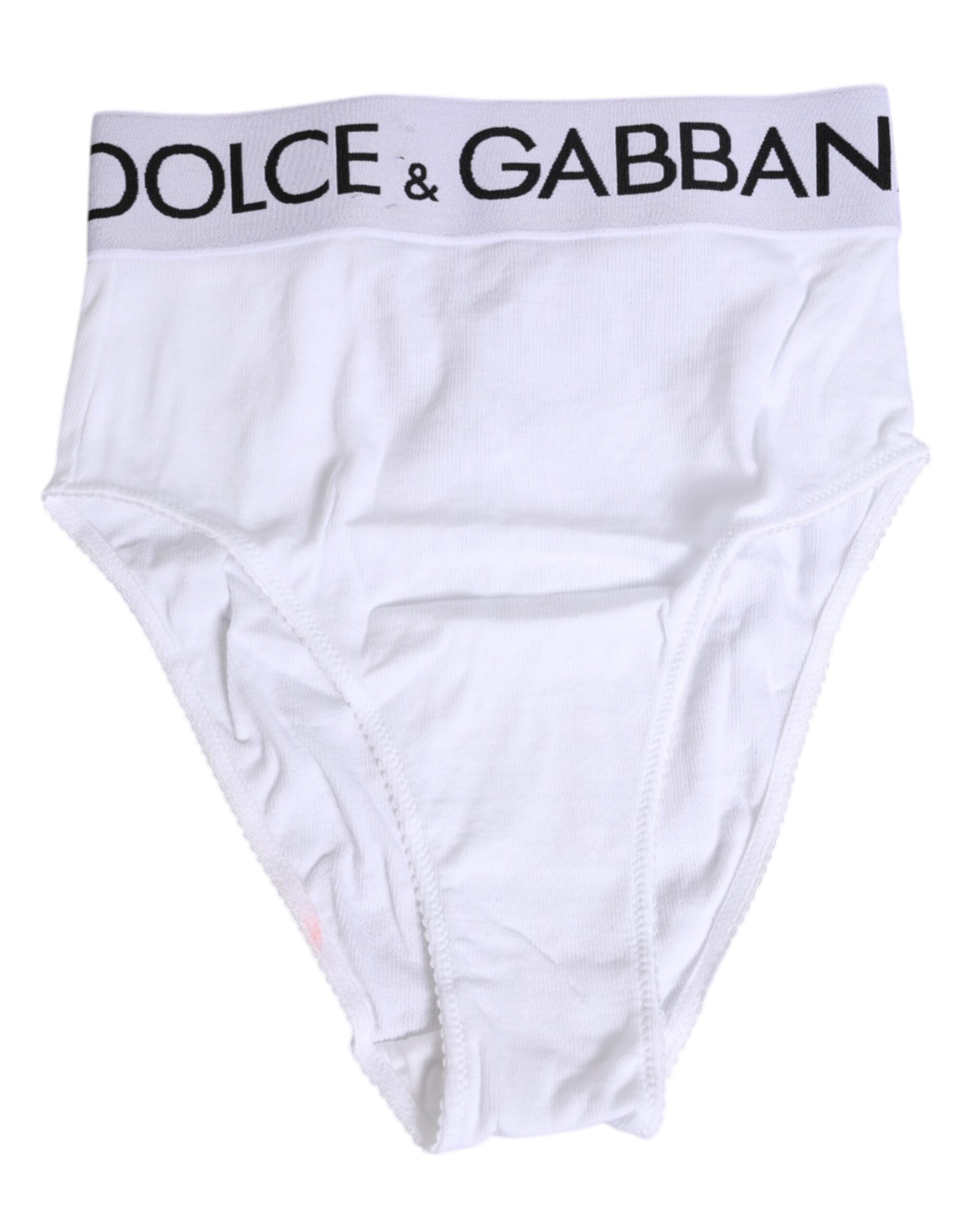 Dolce & Gabbana White Cotton Stretch High Waist Panty Women's Underwear (Pre-Owned)