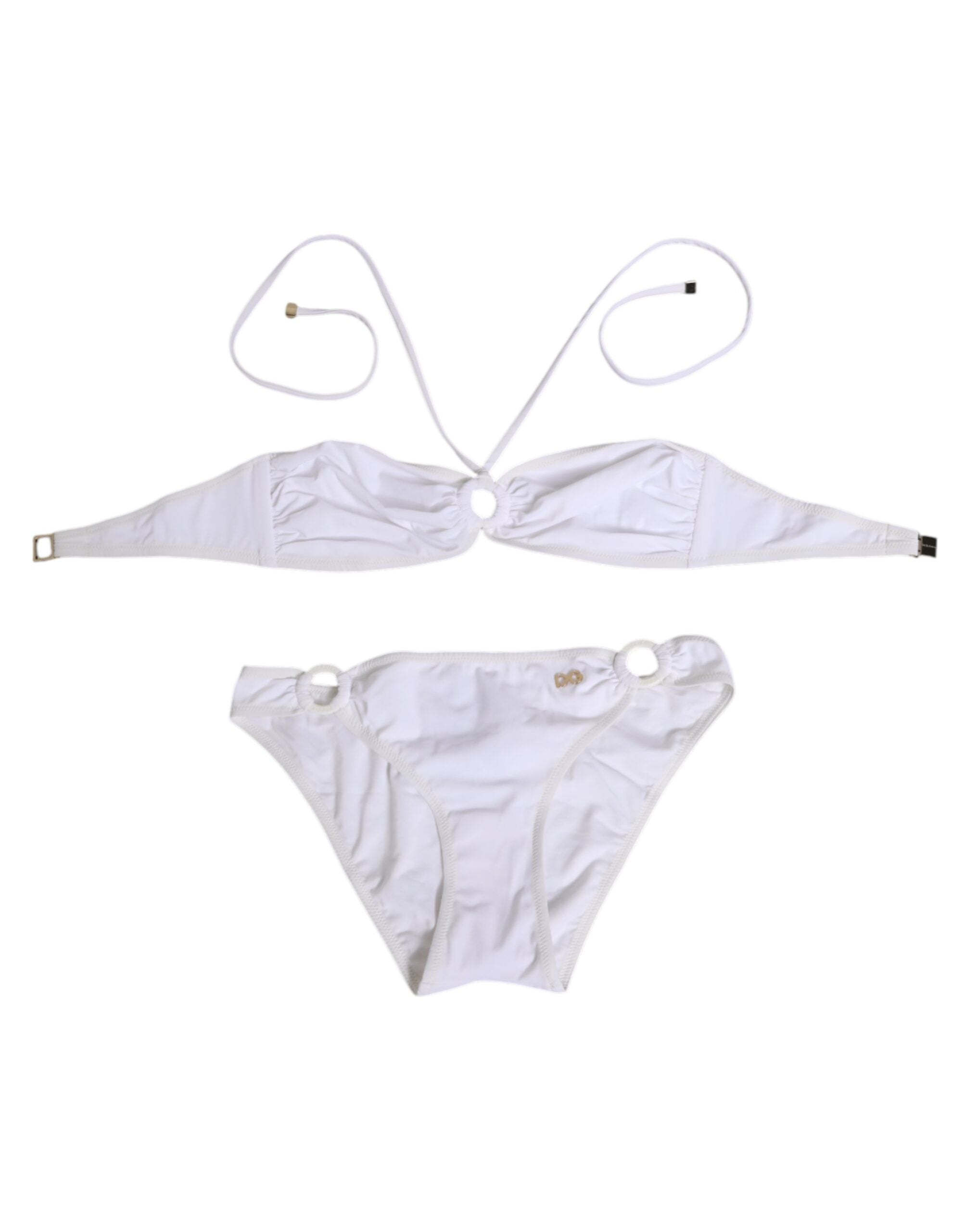 Dolce & Gabbana White Logo Swimsuit 2 Piece Top Bottom Women's Swimwear