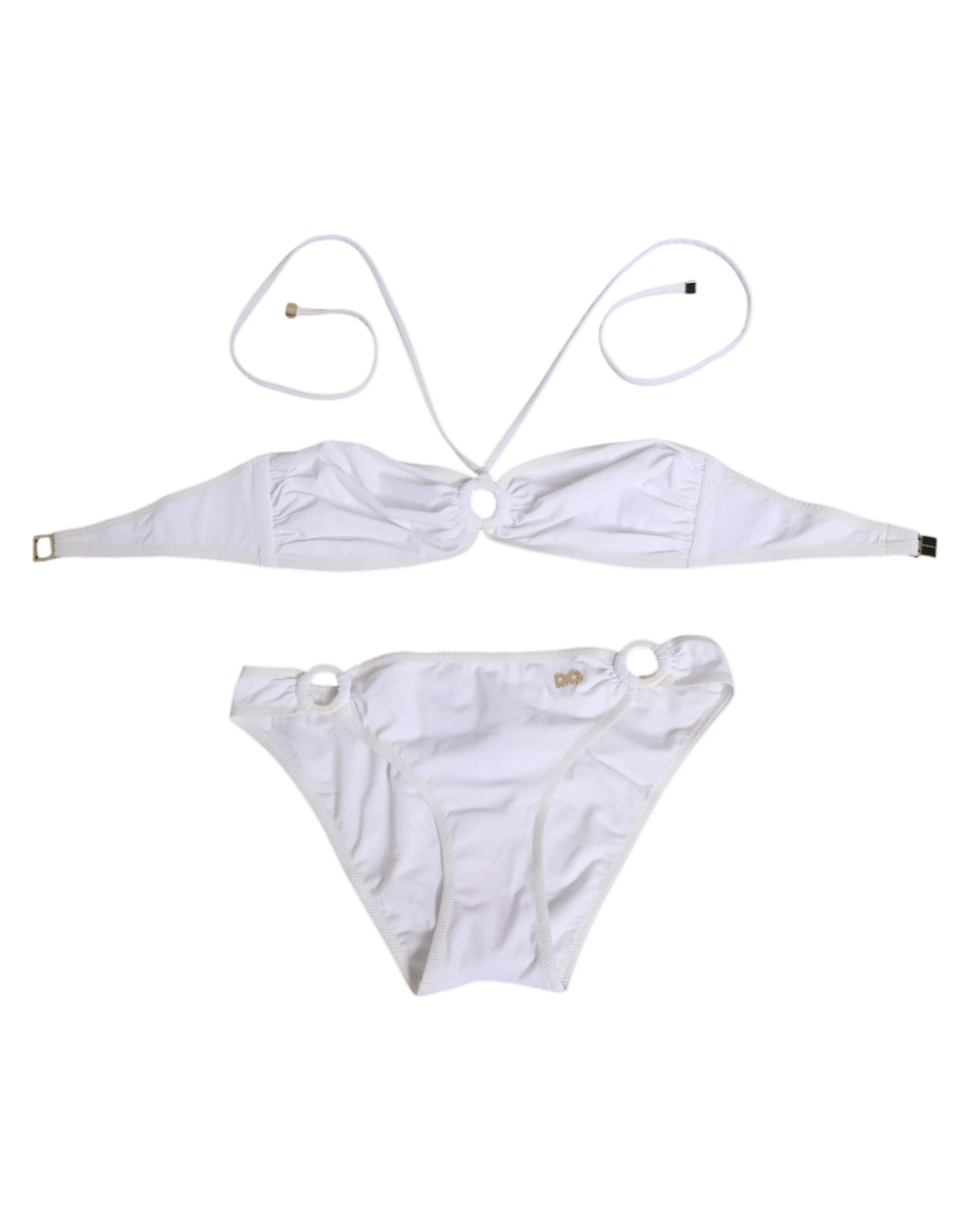 Dolce & Gabbana White Logo Swimsuit 2 Piece Top Bottom Women's Swimwear