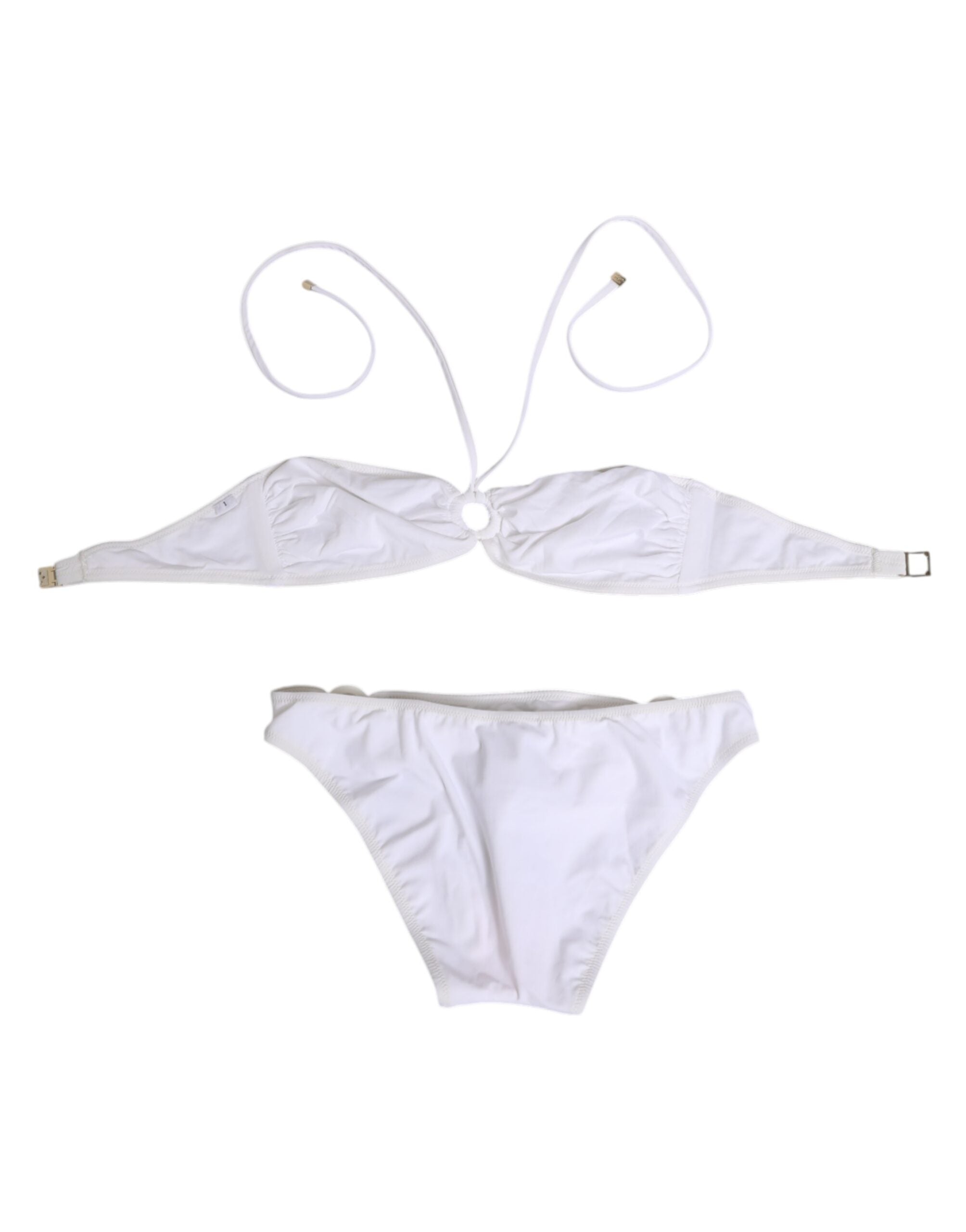 Dolce & Gabbana White Logo Swimsuit 2 Piece Top Bottom Women's Swimwear
