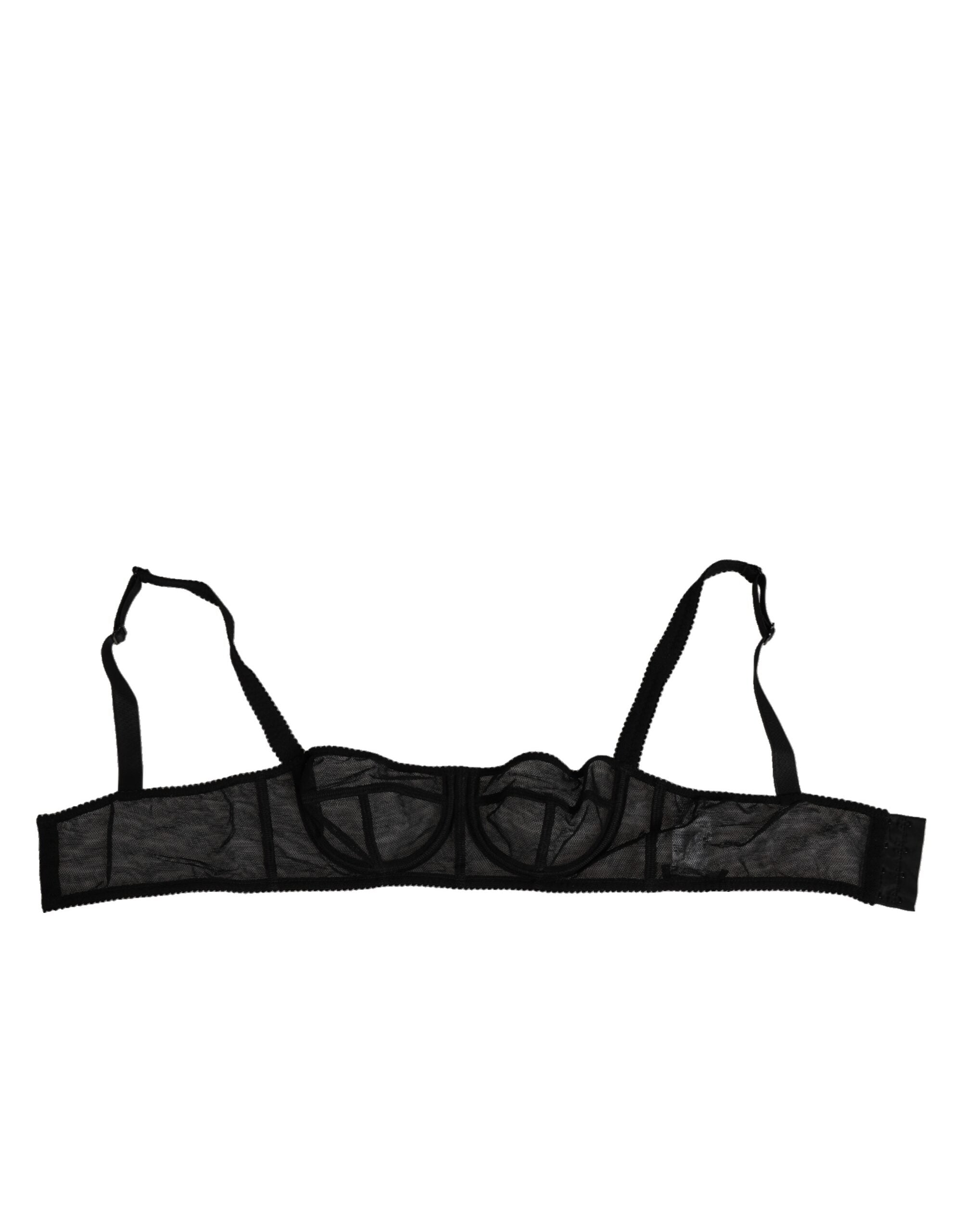 Dolce & Gabbana Black Floral Underwired Balconette Bra Women's Underwear