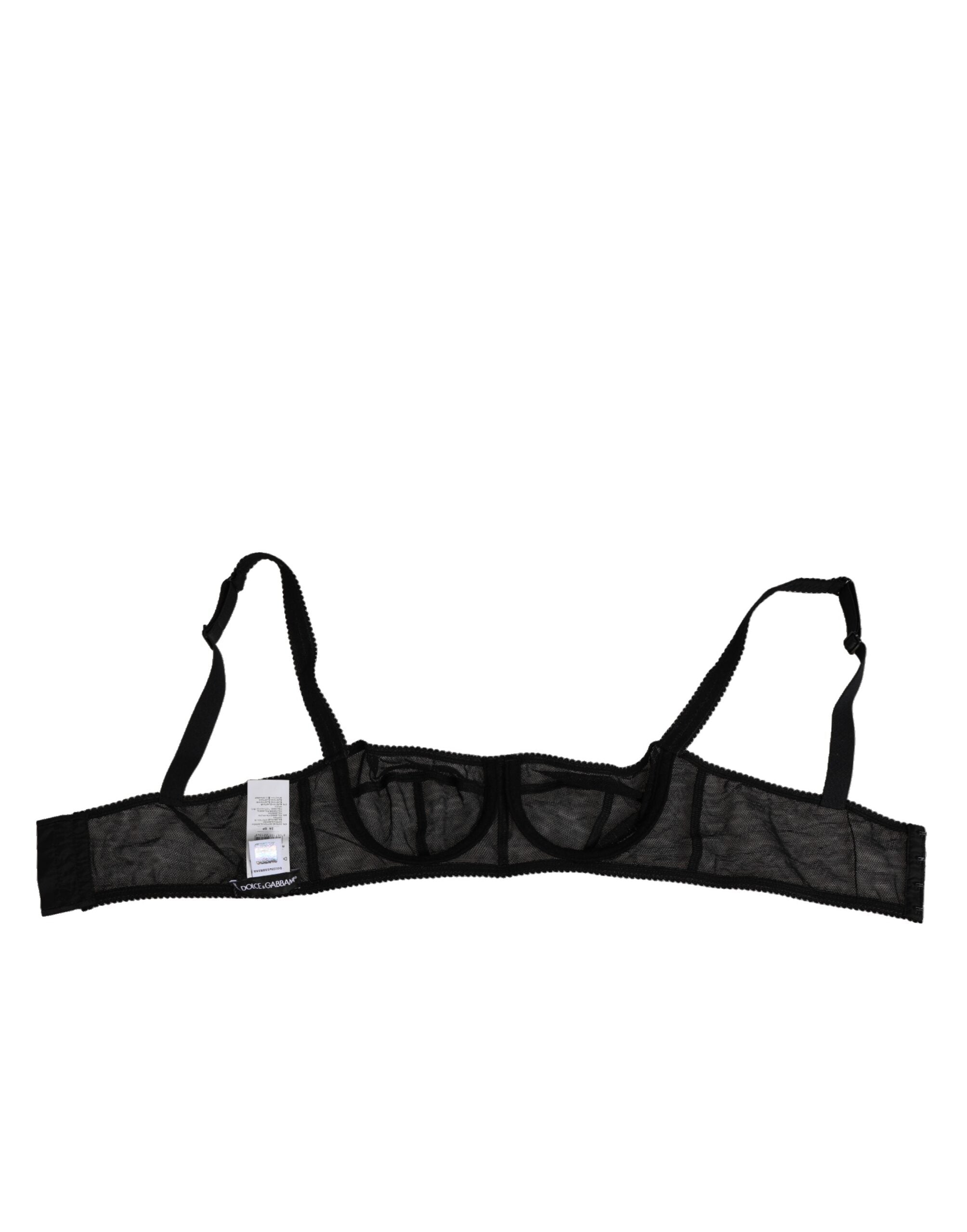 Dolce & Gabbana Black Floral Underwired Balconette Bra Women's Underwear