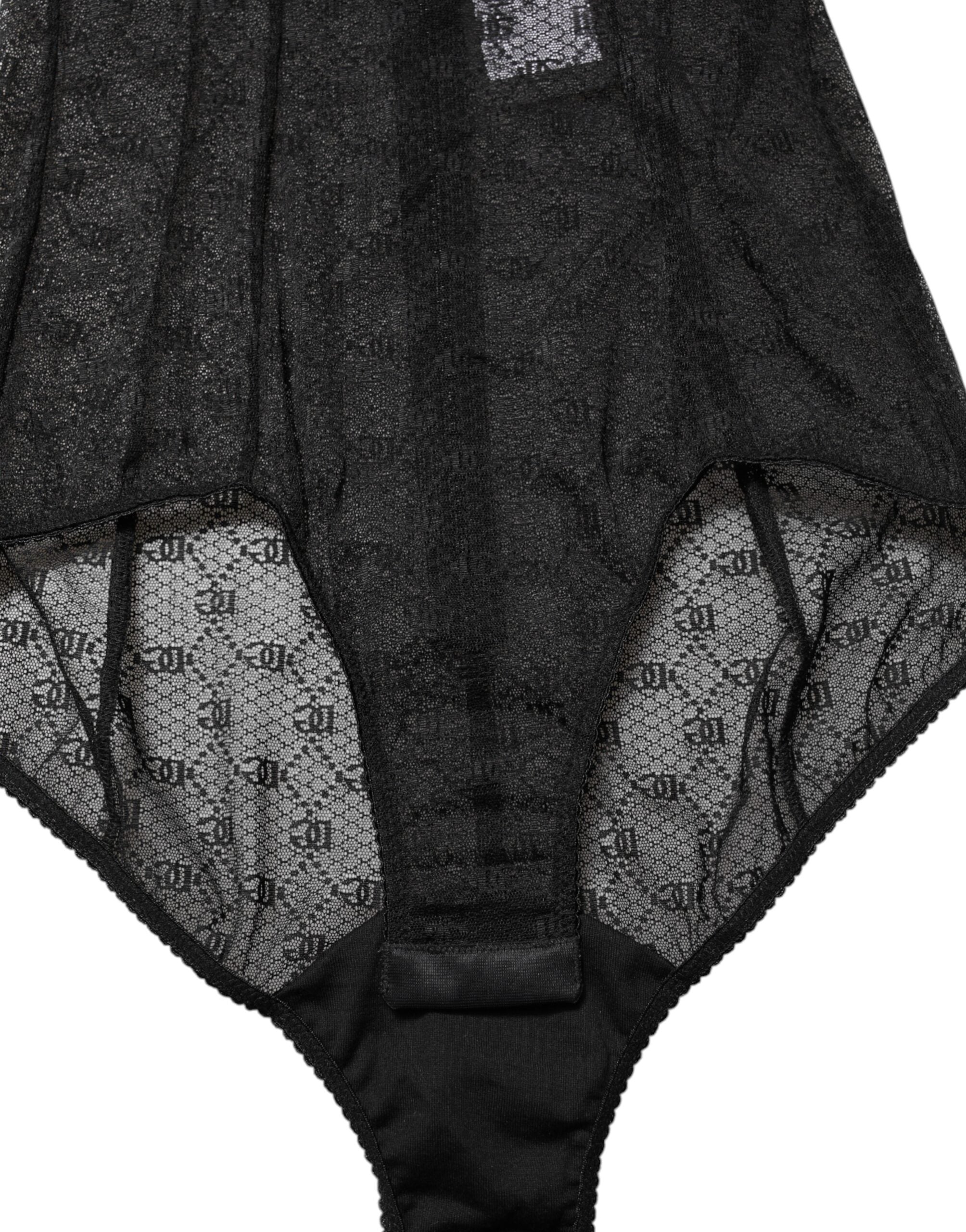 Dolce & Gabbana Black Nylon Stretch Bodysuit Lingerie Women's Underwear