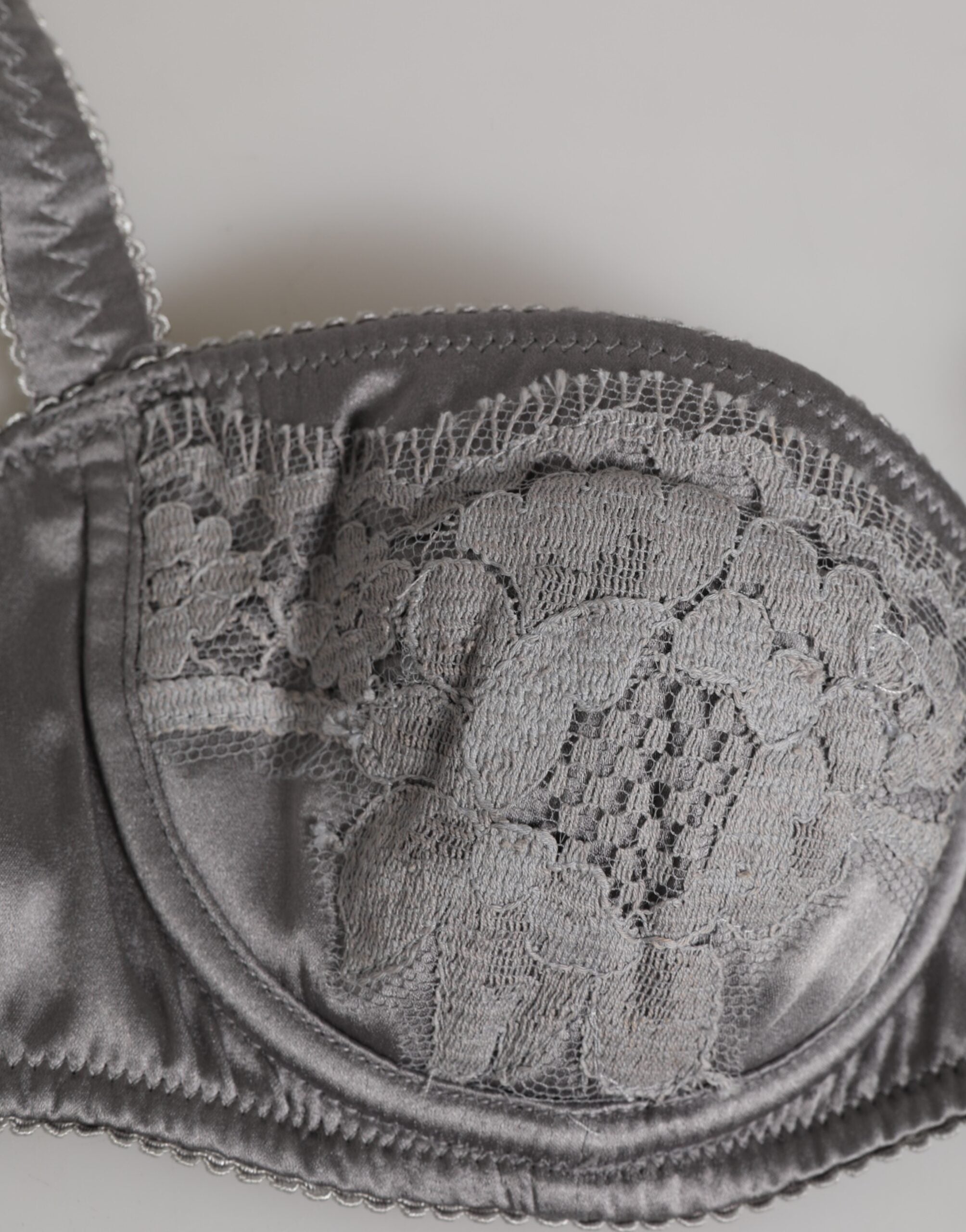 Dolce & Gabbana Gray Silk Underwired Balconette Bra Women's Underwear