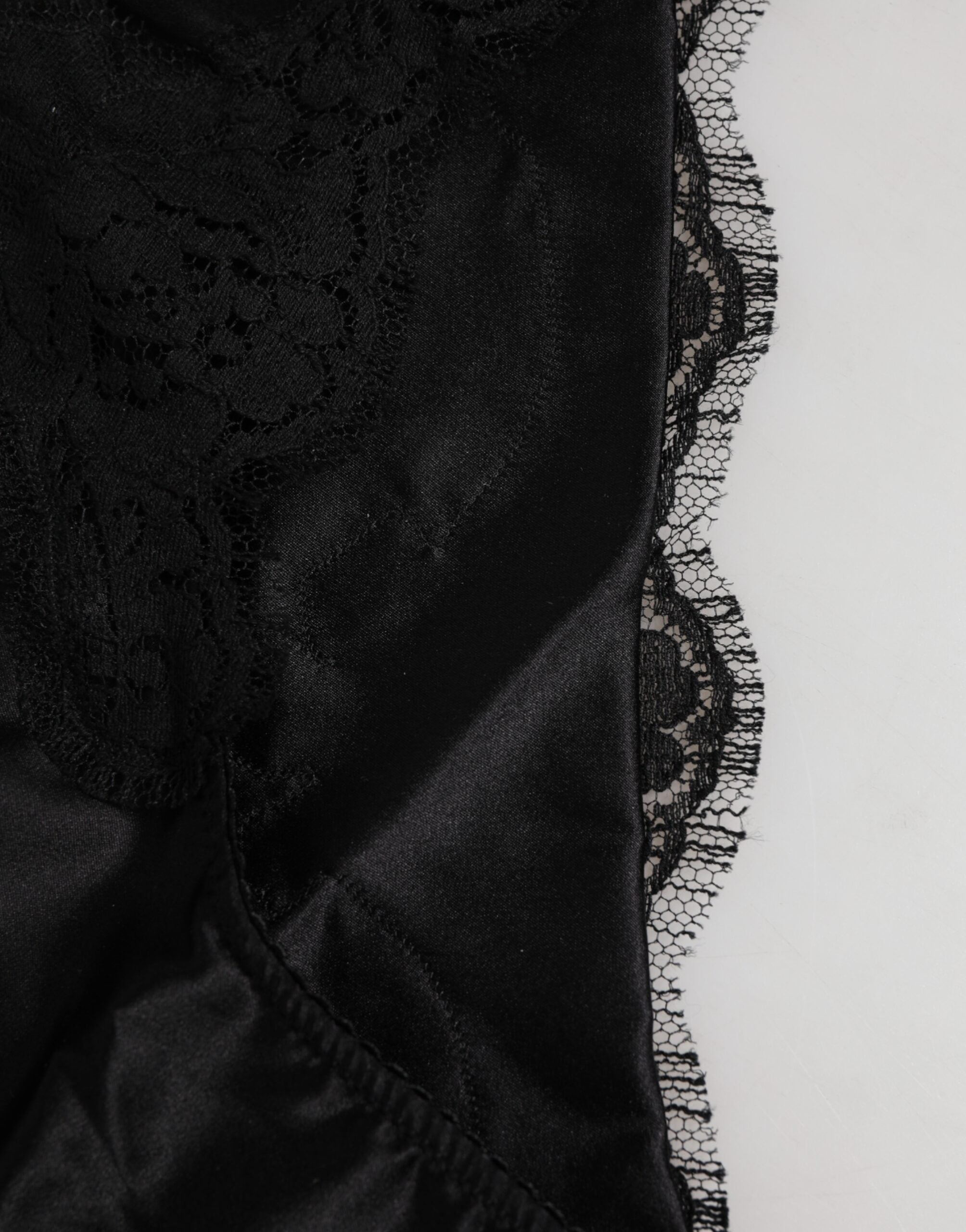 Dolce & Gabbana Black Silk Satin Floral Lace Panty Brief Women's Underwear