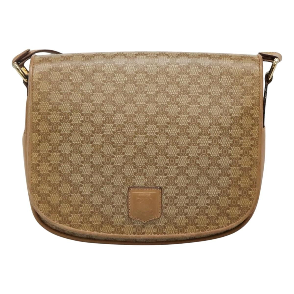 Celine Vintage Macadam Canvas And Leather Beige Canvas Shoulder Bag Bag (Pre-Owned)