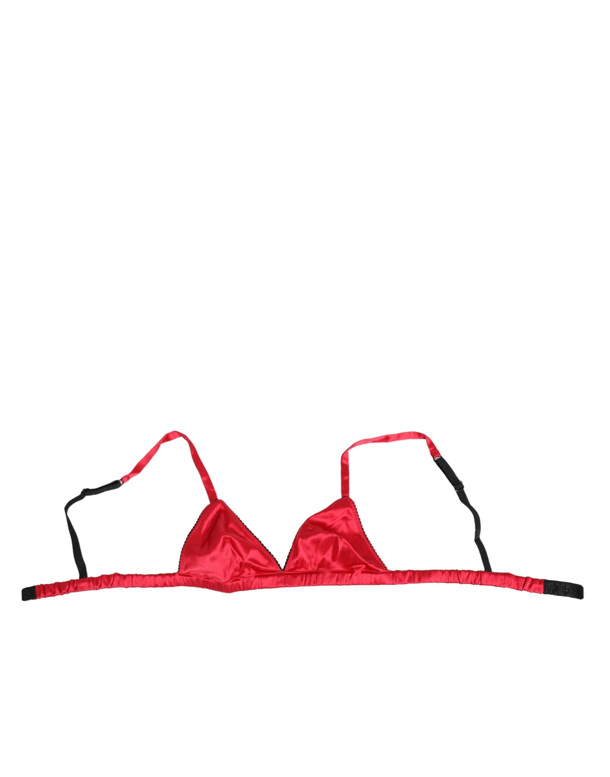 Dolce & Gabbana Red Silk Satin Triangle Soft Cup Br Women's Underwear