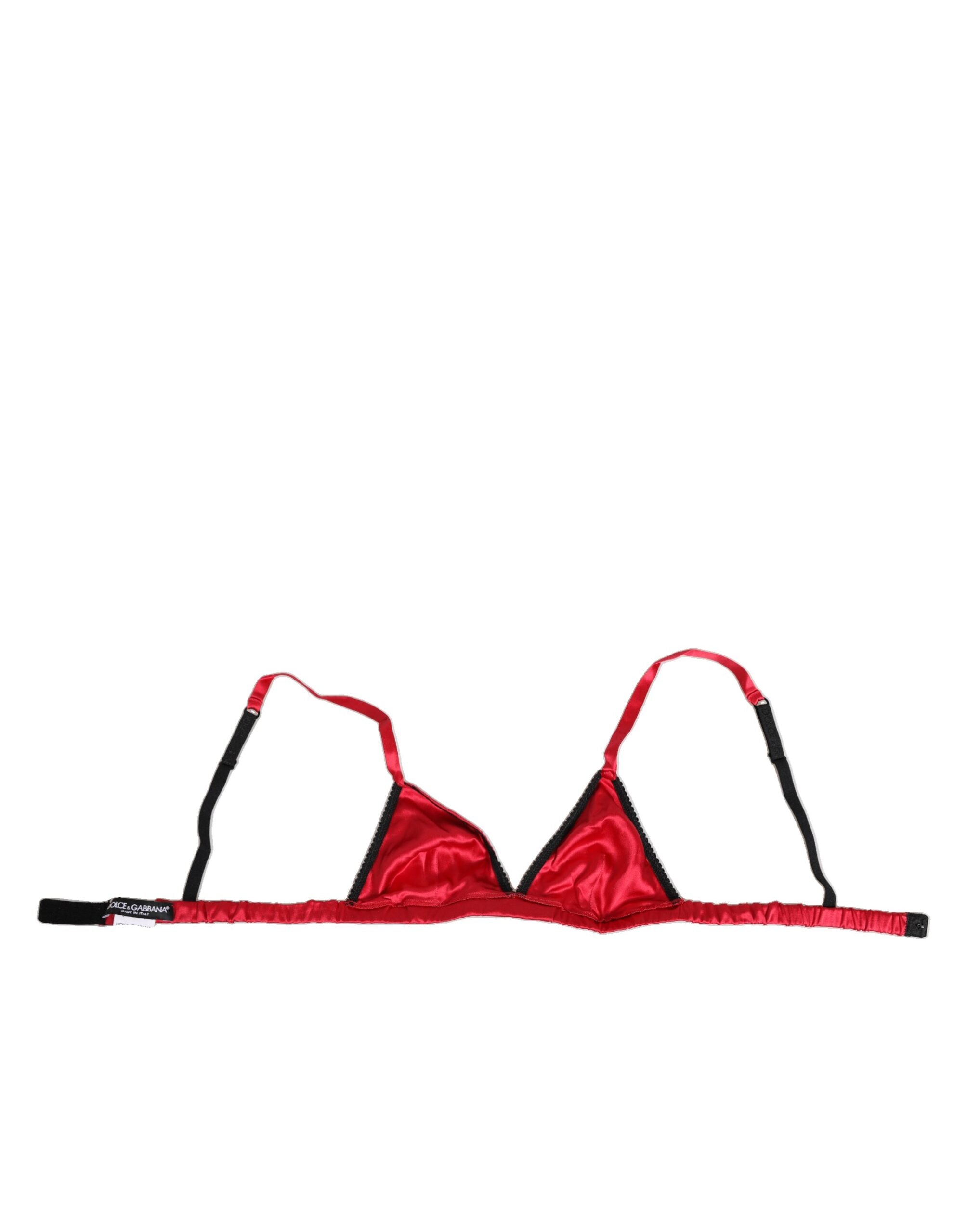 Dolce & Gabbana Red Silk Satin Triangle Soft Cup Br Women's Underwear