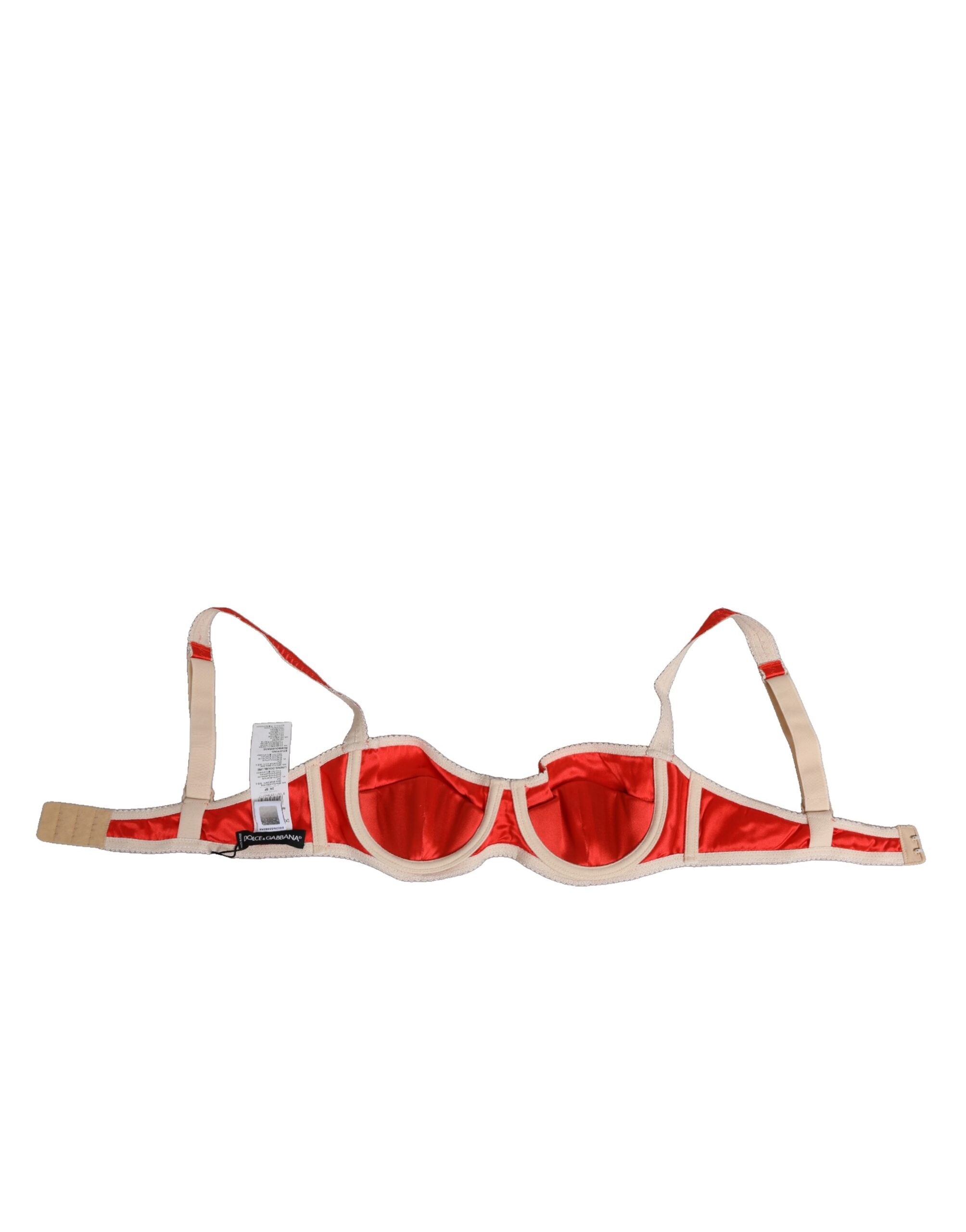 Dolce & Gabbana Red Silk Satin Underwire Bra Semi-Pad Women's Underwear