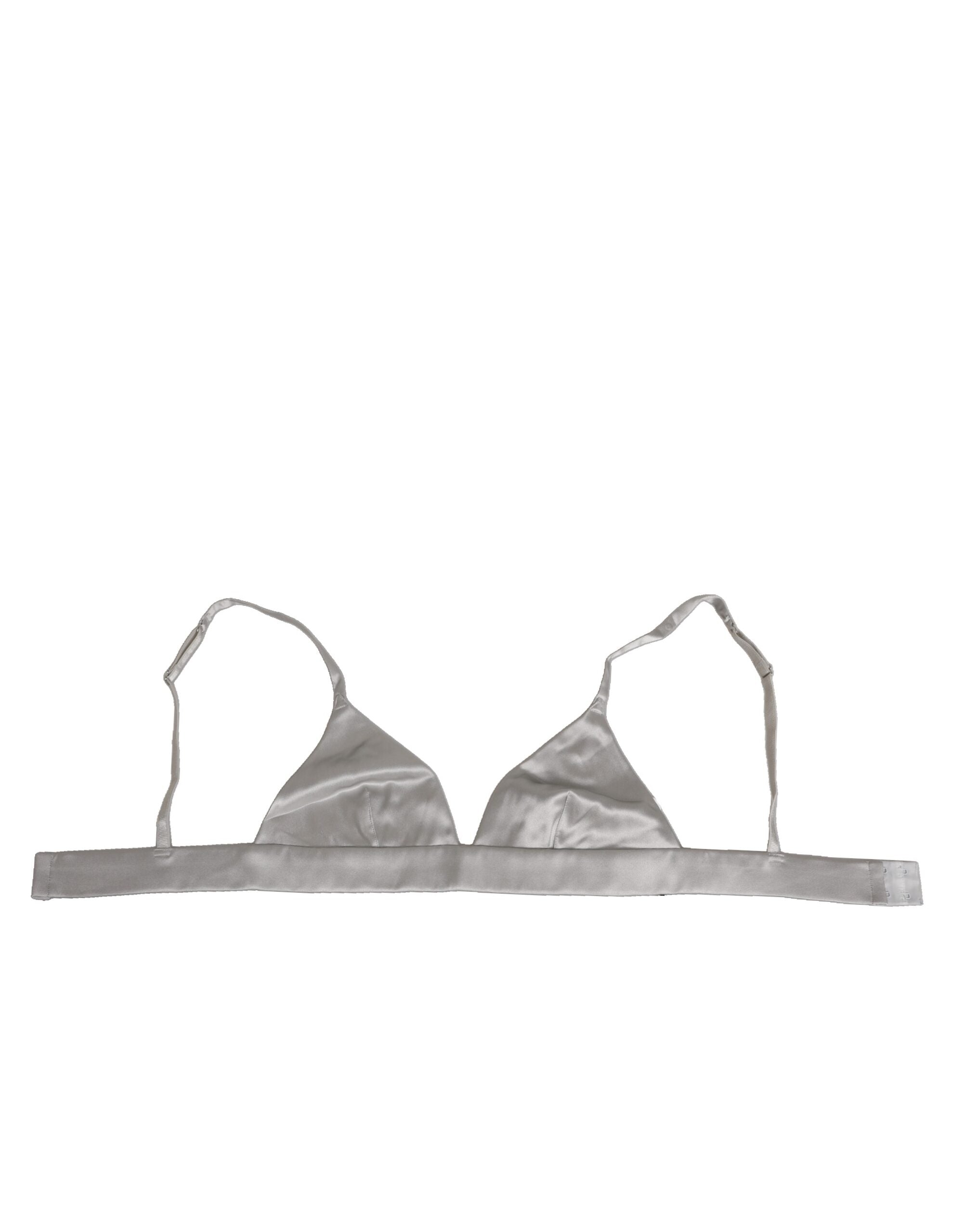 Dolce & Gabbana Gray Silk Satin Triangle Soft Cup Bra Women's Underwear