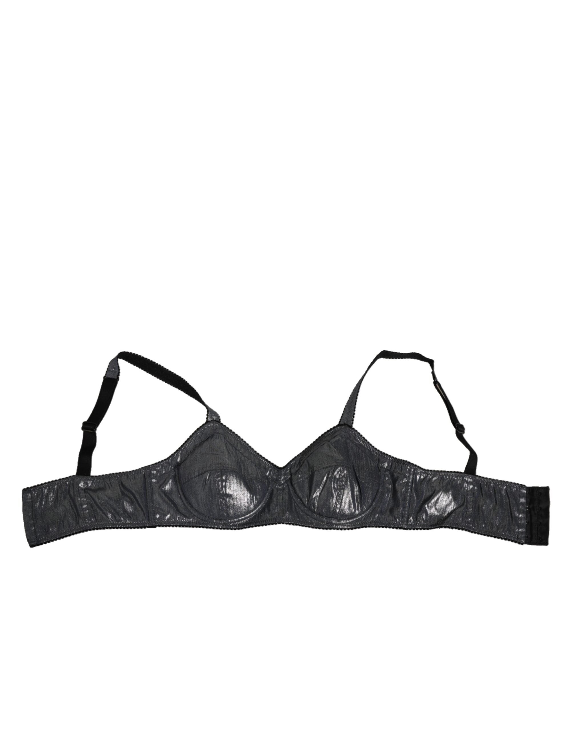 Dolce & Gabbana Dark Gray Silk Stretch Balconcino Bra Women's Underwear