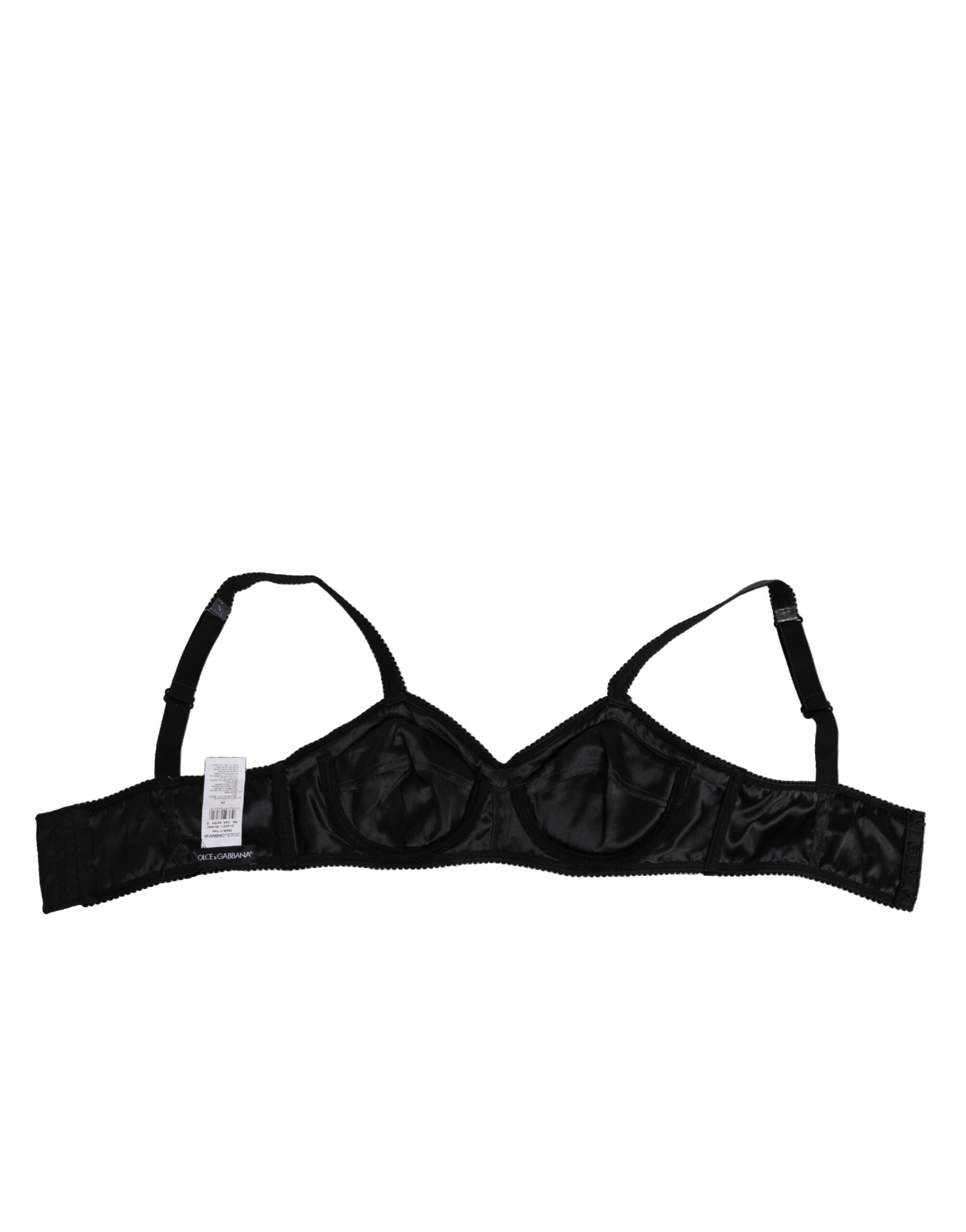 Dolce & Gabbana Dark Gray Silk Stretch Balconcino Bra Women's Underwear