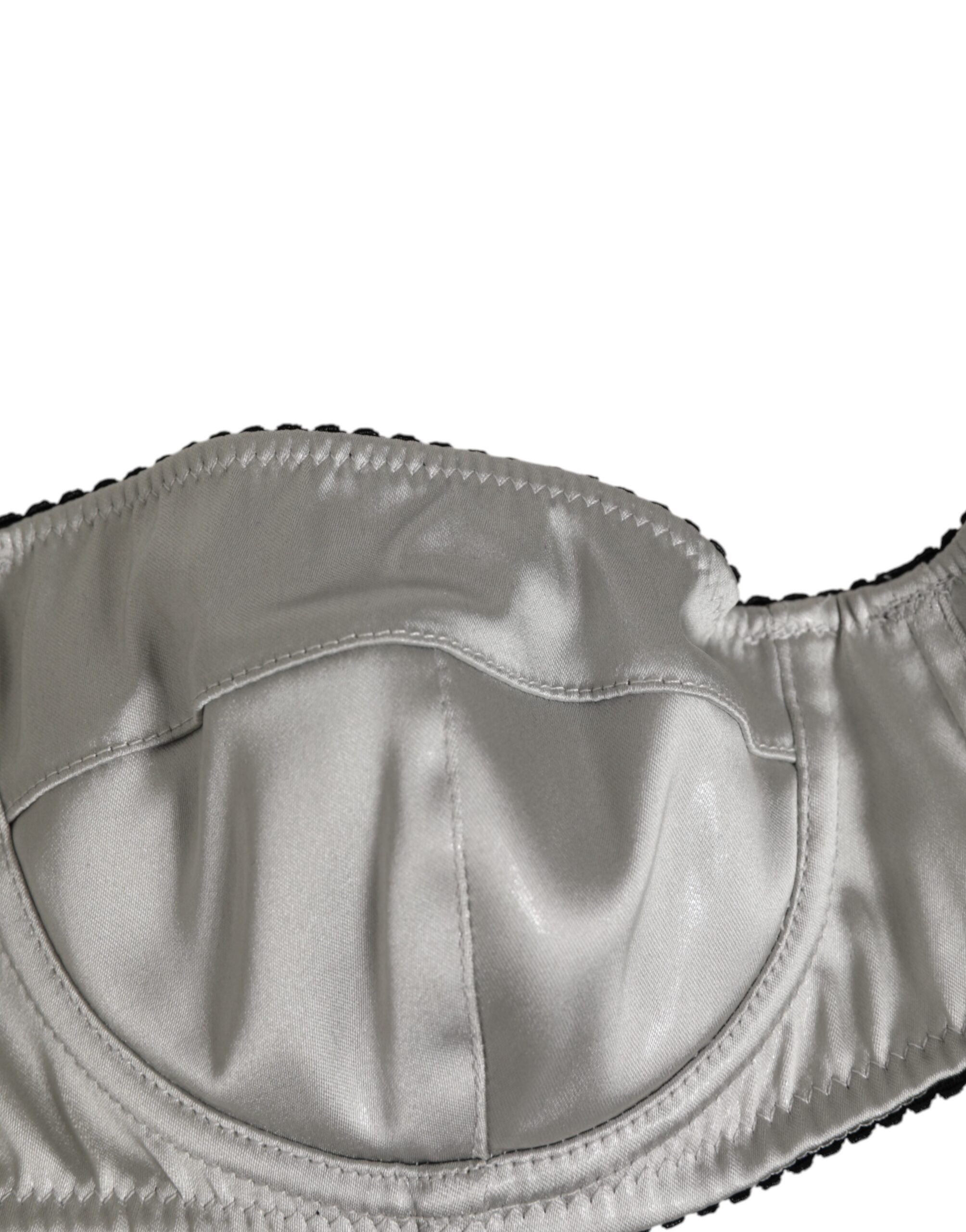 Dolce & Gabbana Gray Acetate Stretch Balconcino Bra Women's Underwear
