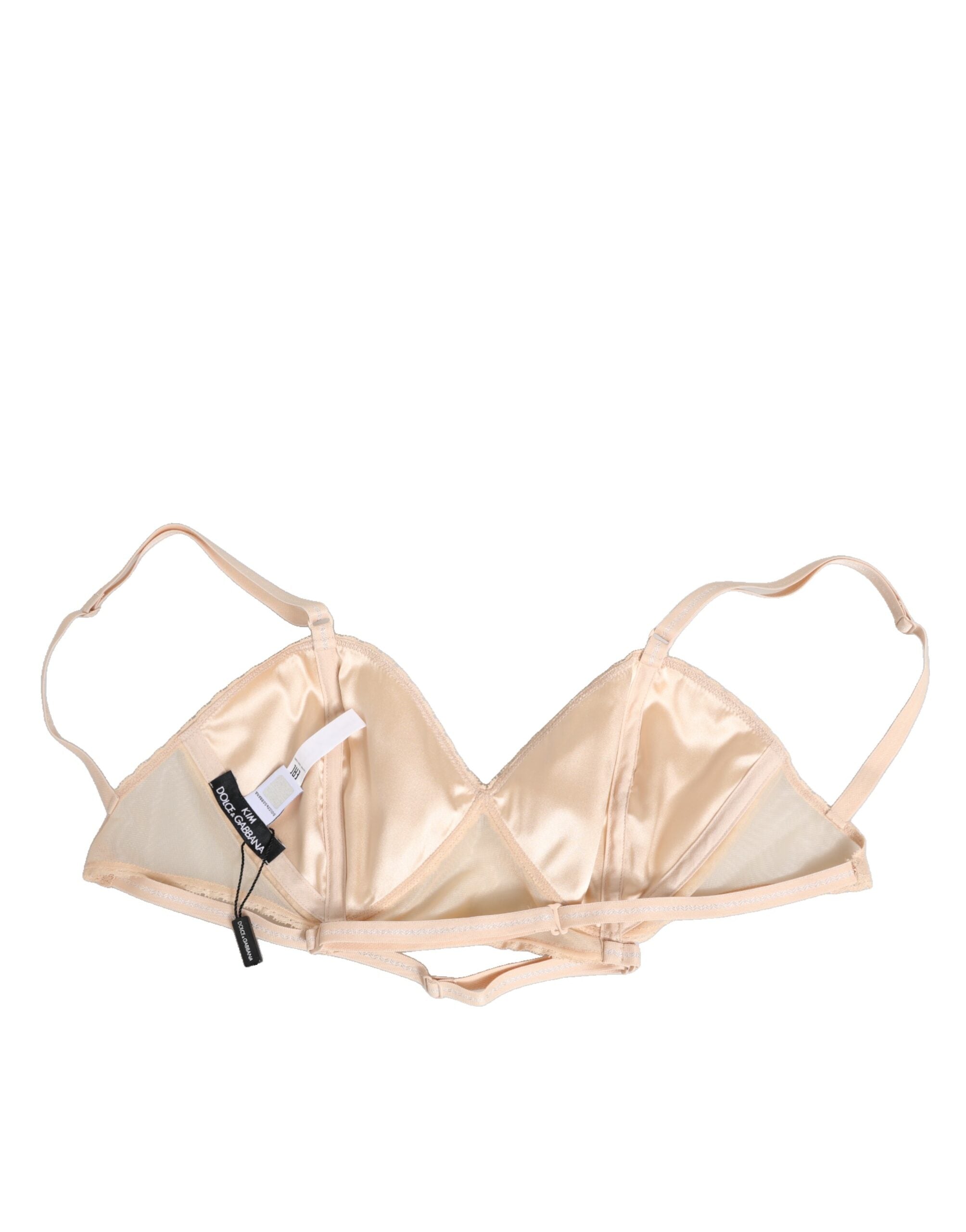 Dolce & Gabbana Beige Nylon Triangle Soft Cup Brassiere Women's Underwear