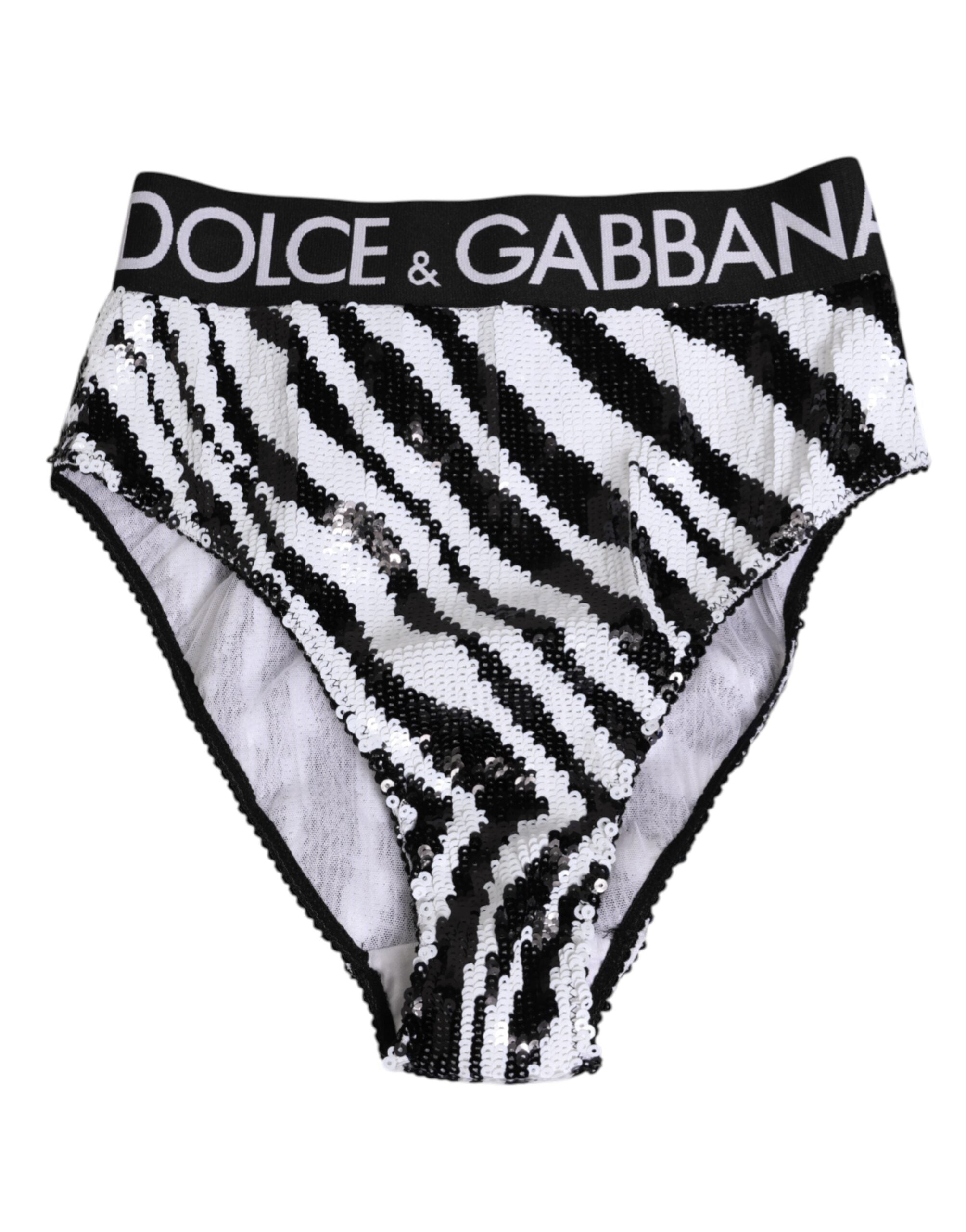 Dolce & Gabbana Black White Stripes High Waist Panty Women's Underwear