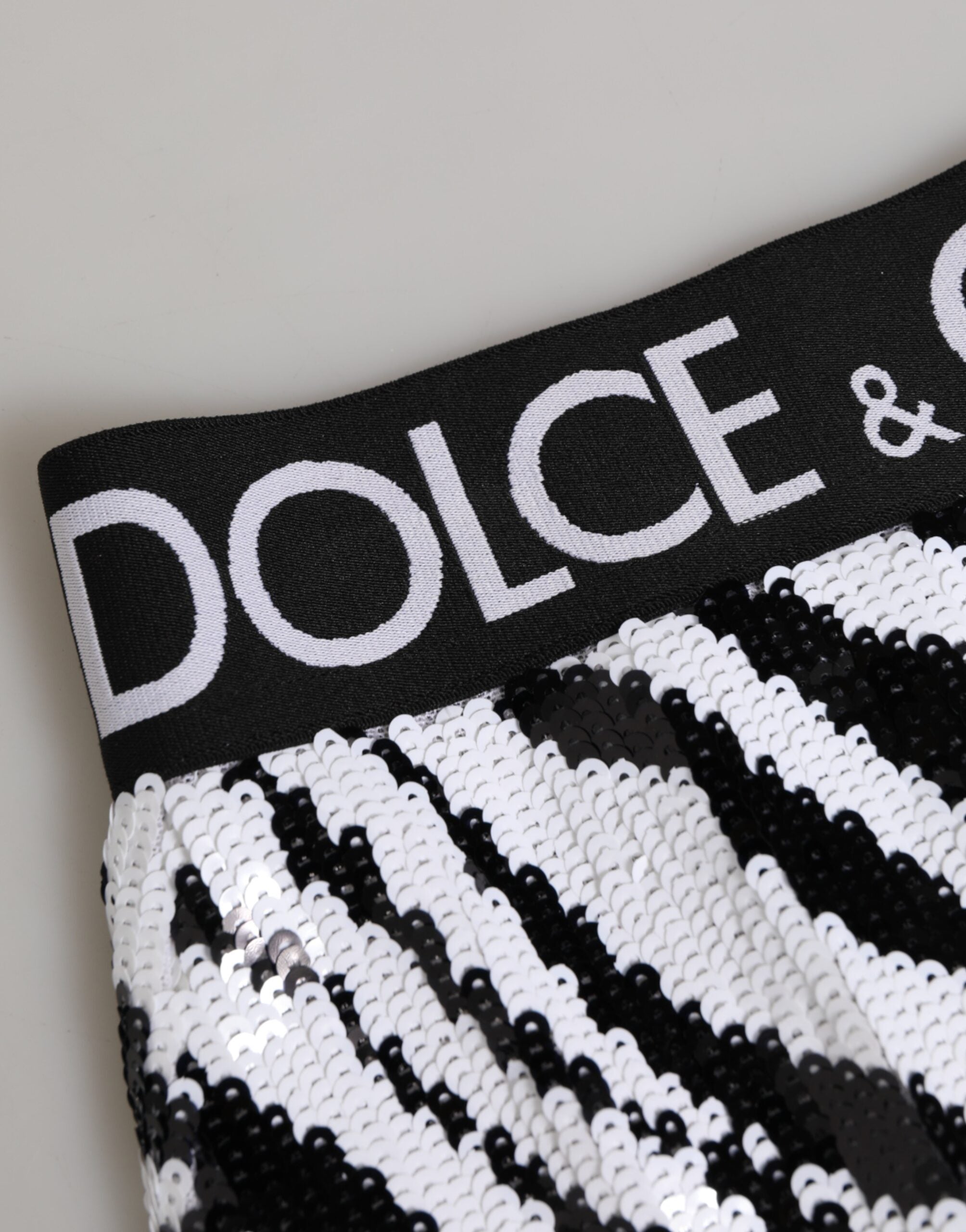 Dolce & Gabbana Black White Stripes High Waist Panty Women's Underwear