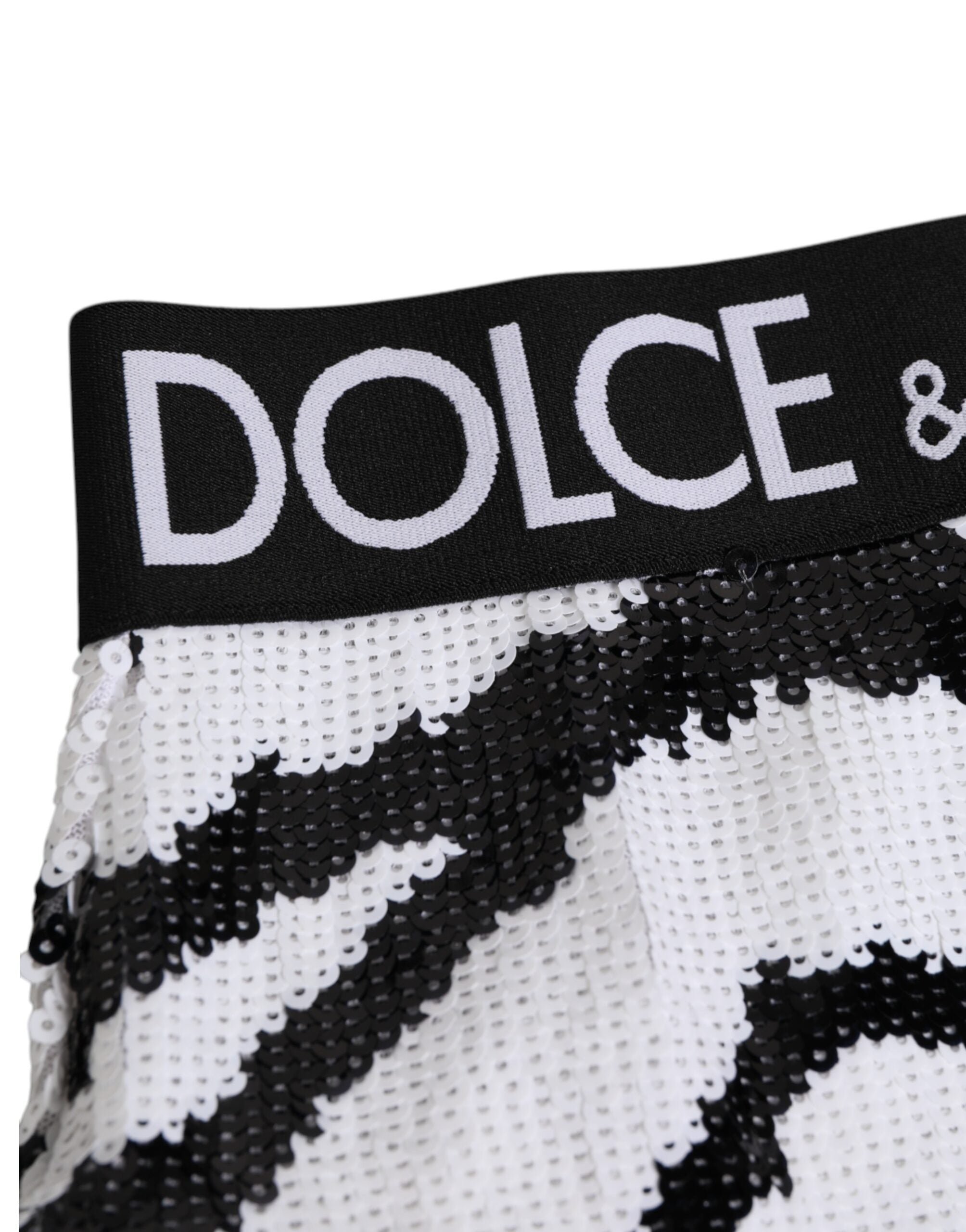 Dolce & Gabbana Black White Sequin High Waist Panty Women's Underwear