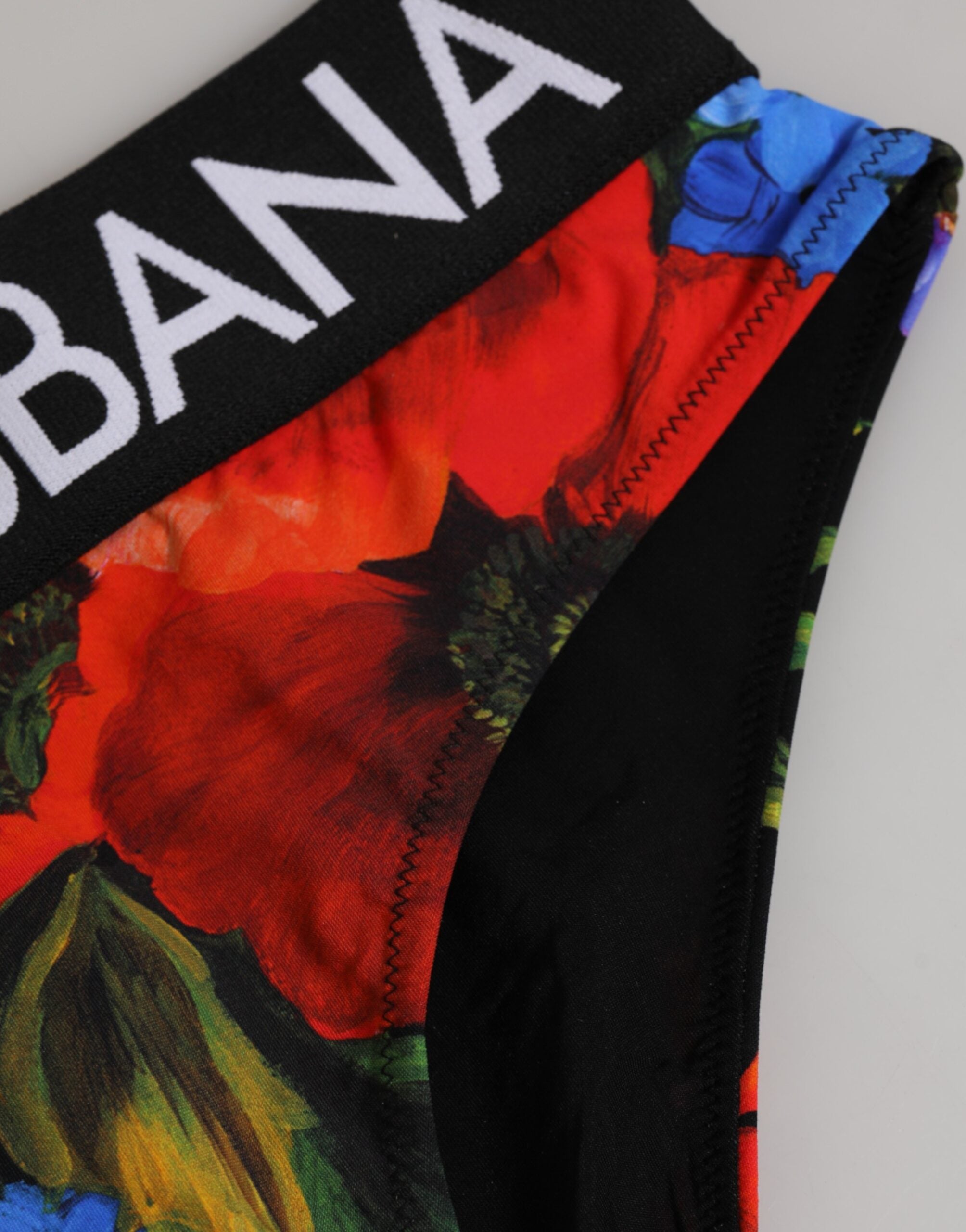 Dolce & Gabbana Black Floral Print High Waist Panty Women's Underwear