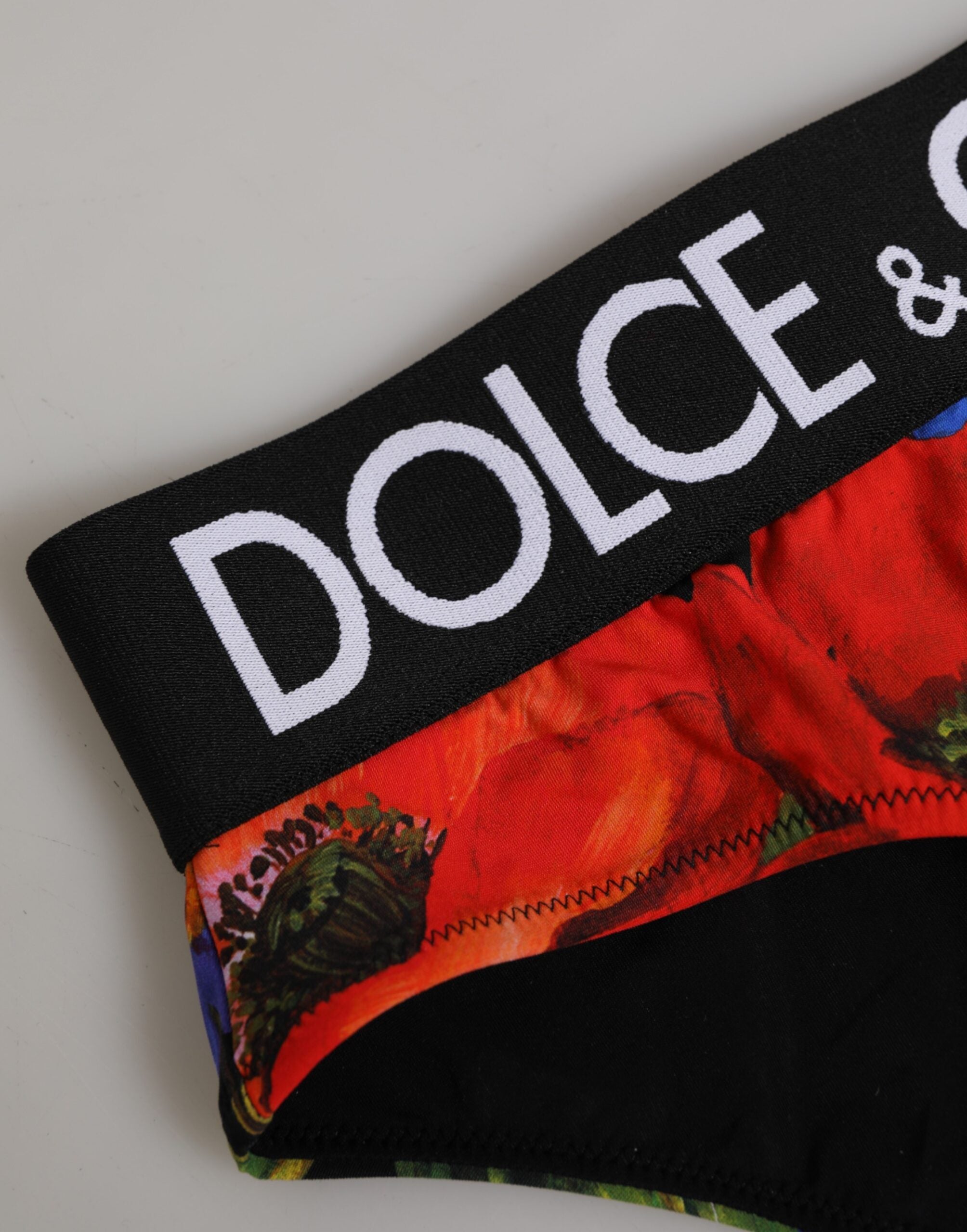 Dolce & Gabbana Black Floral Print High Waist Panty Women's Underwear
