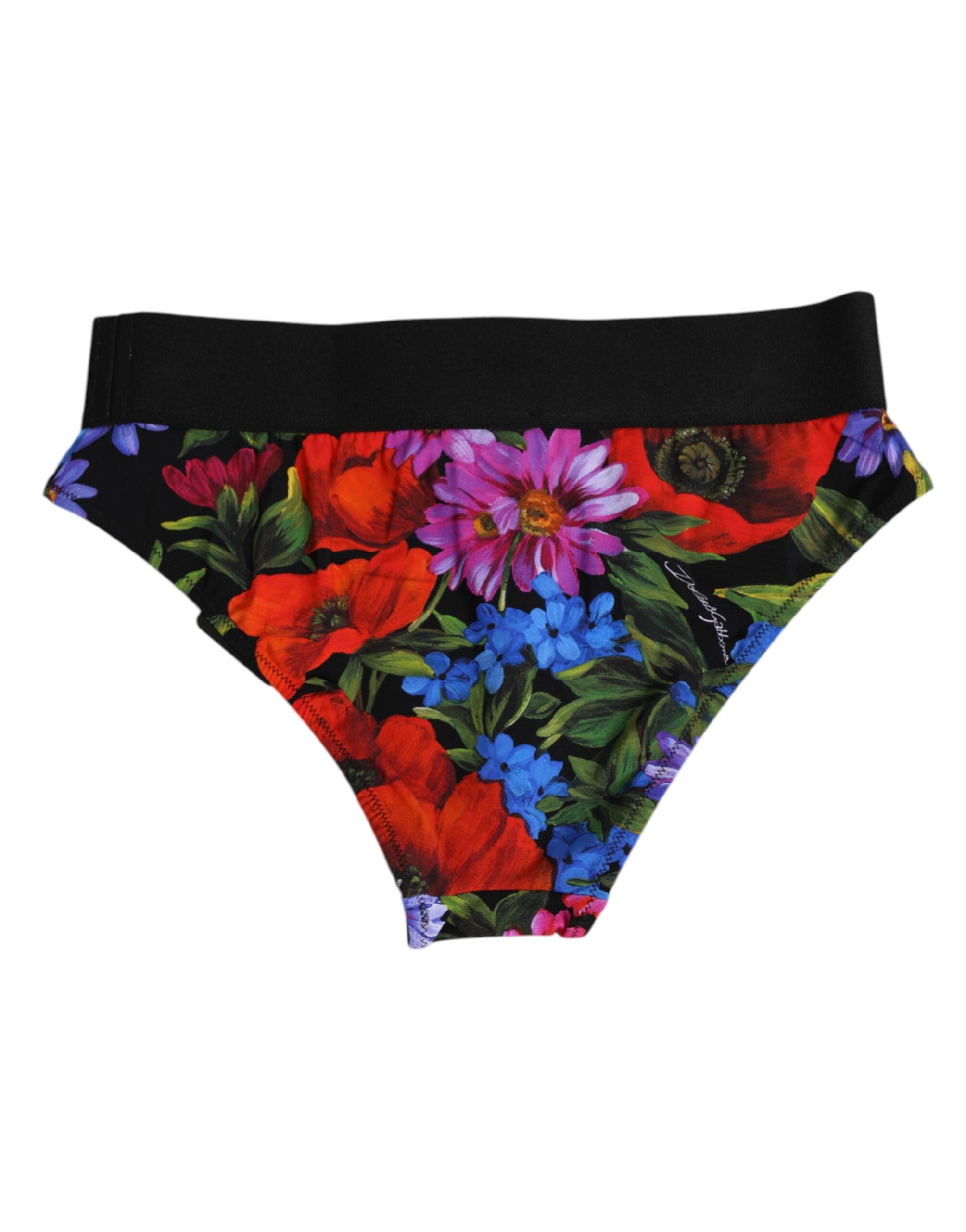 Dolce & Gabbana Black Floral Print High Waist Panty Women's Underwear