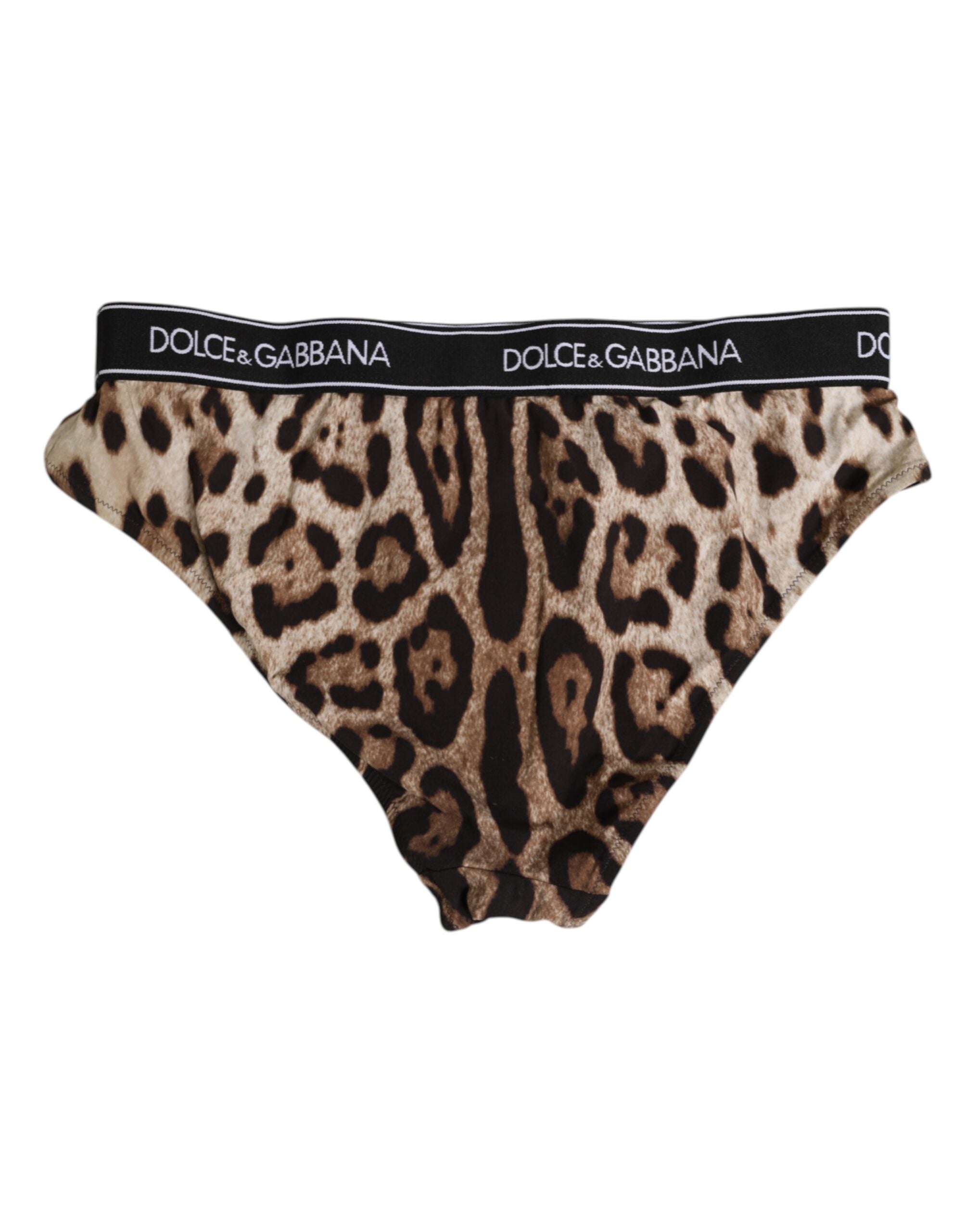 Dolce & Gabbana Brown Leopard Nylon High Waist Panty Women's Underwear