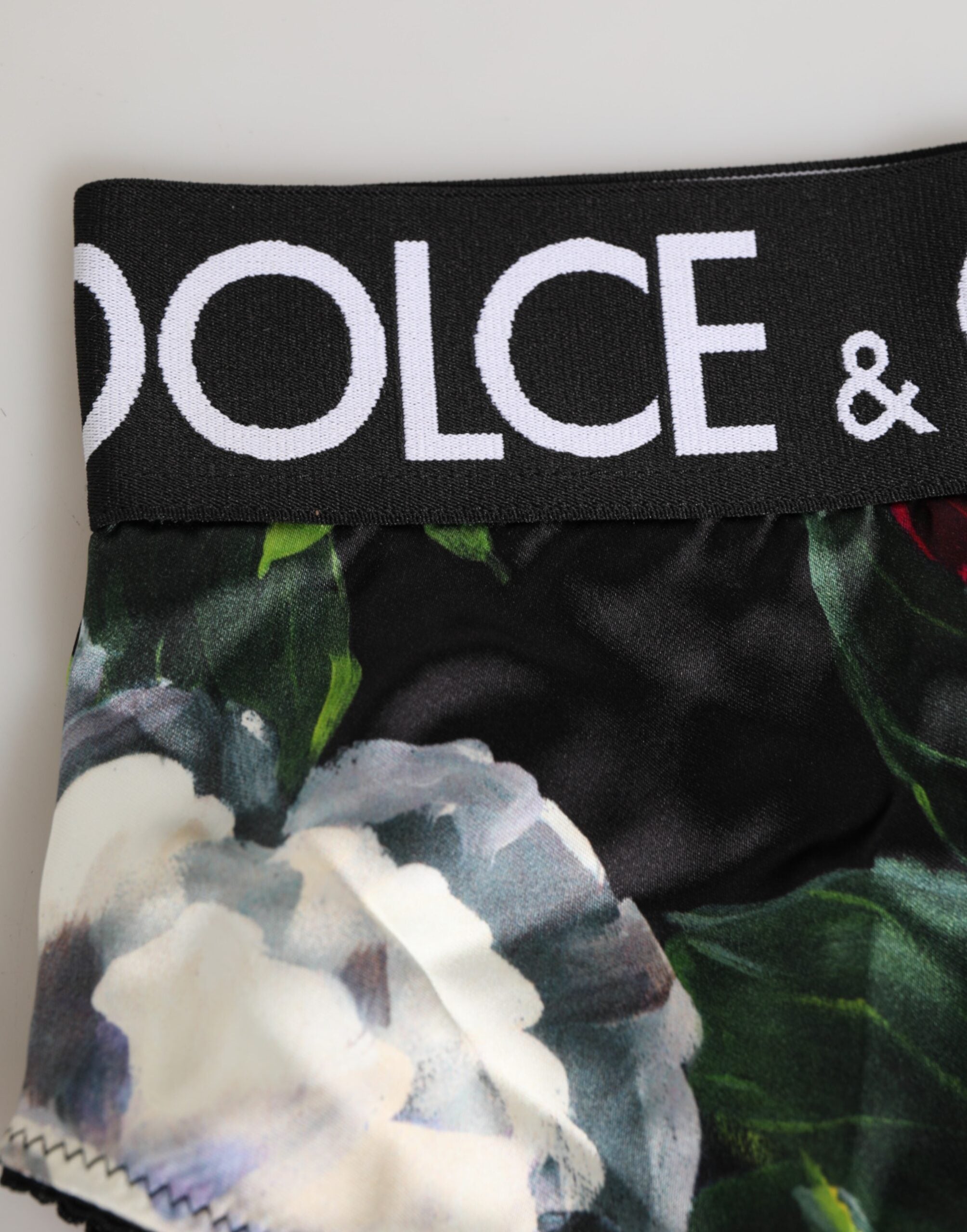 Dolce & Gabbana Black Floral Print High Waist Panty Women's Underwear