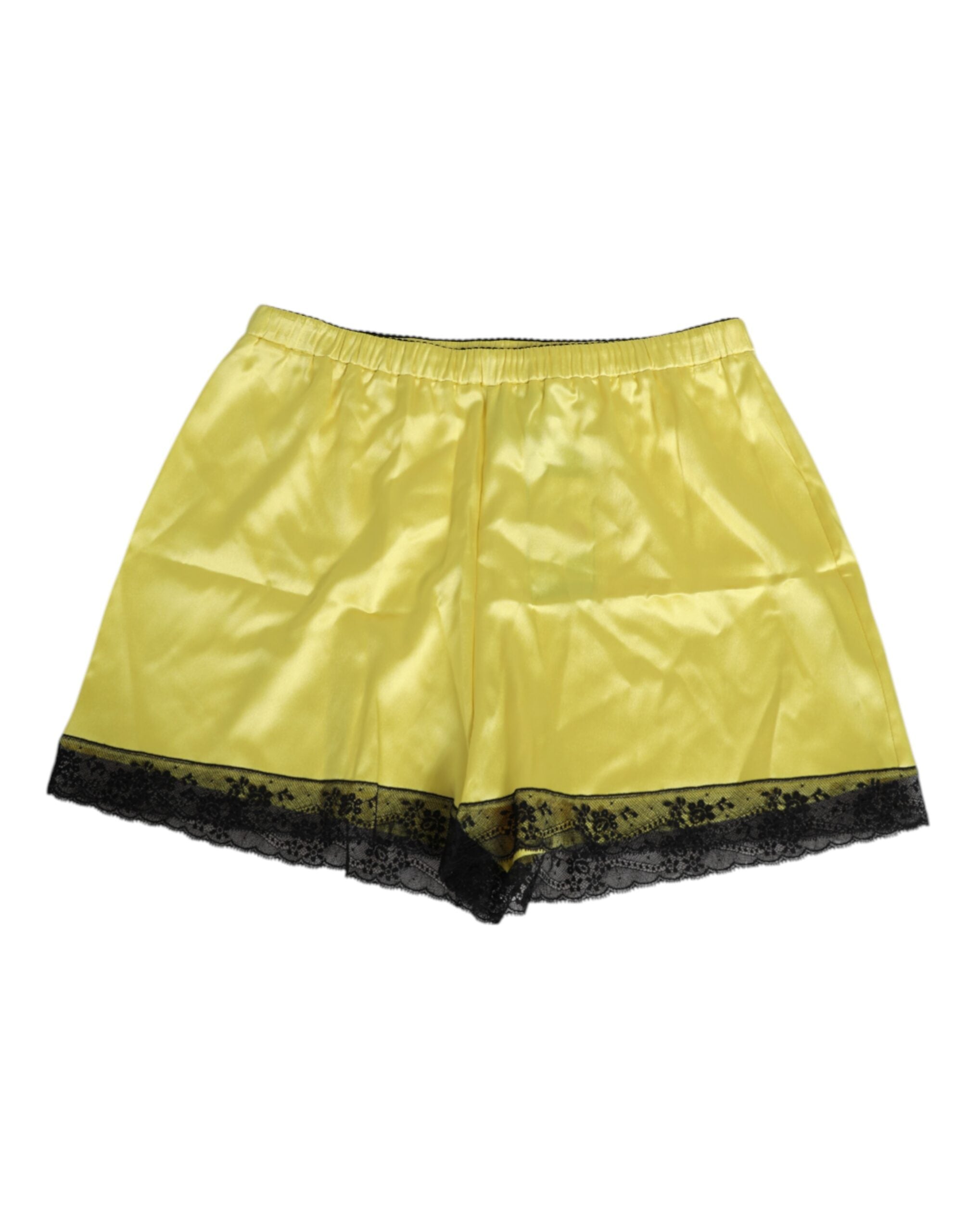Dolce & Gabbana Yellow Satin Silk Mid Waist Underwear Women's Shorts