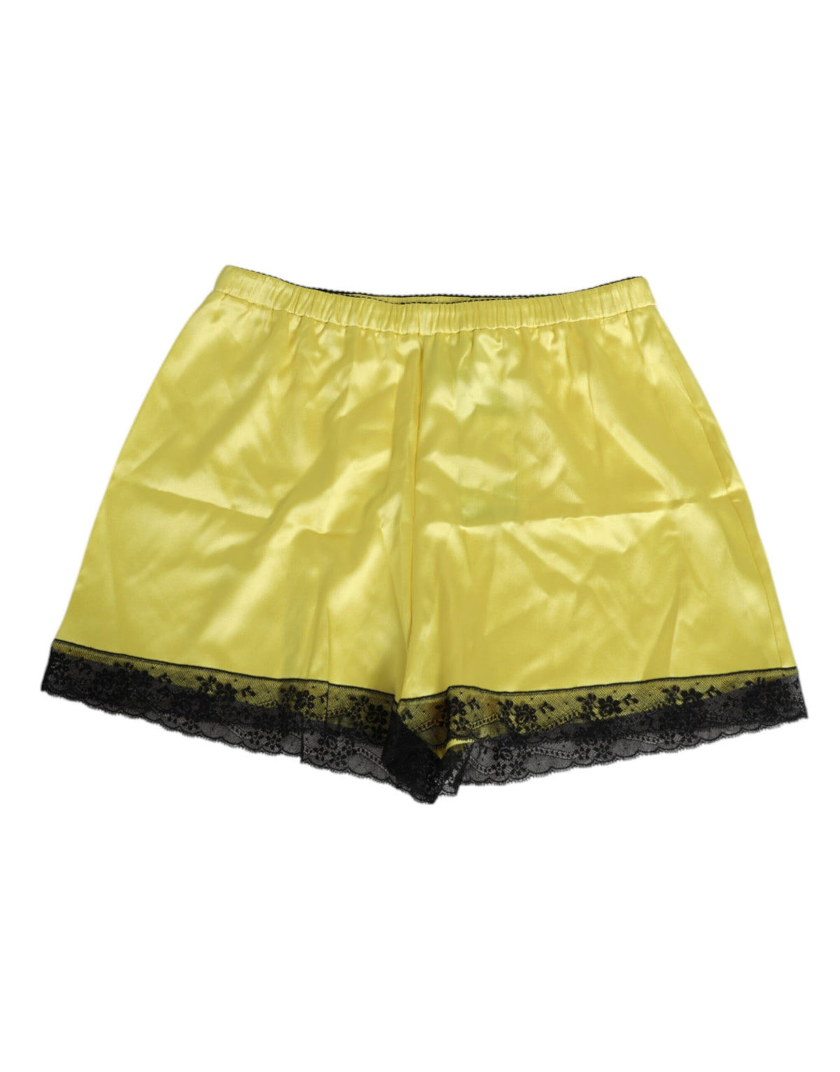 Dolce & Gabbana Yellow Satin Silk Mid Waist Underwear Women's Shorts
