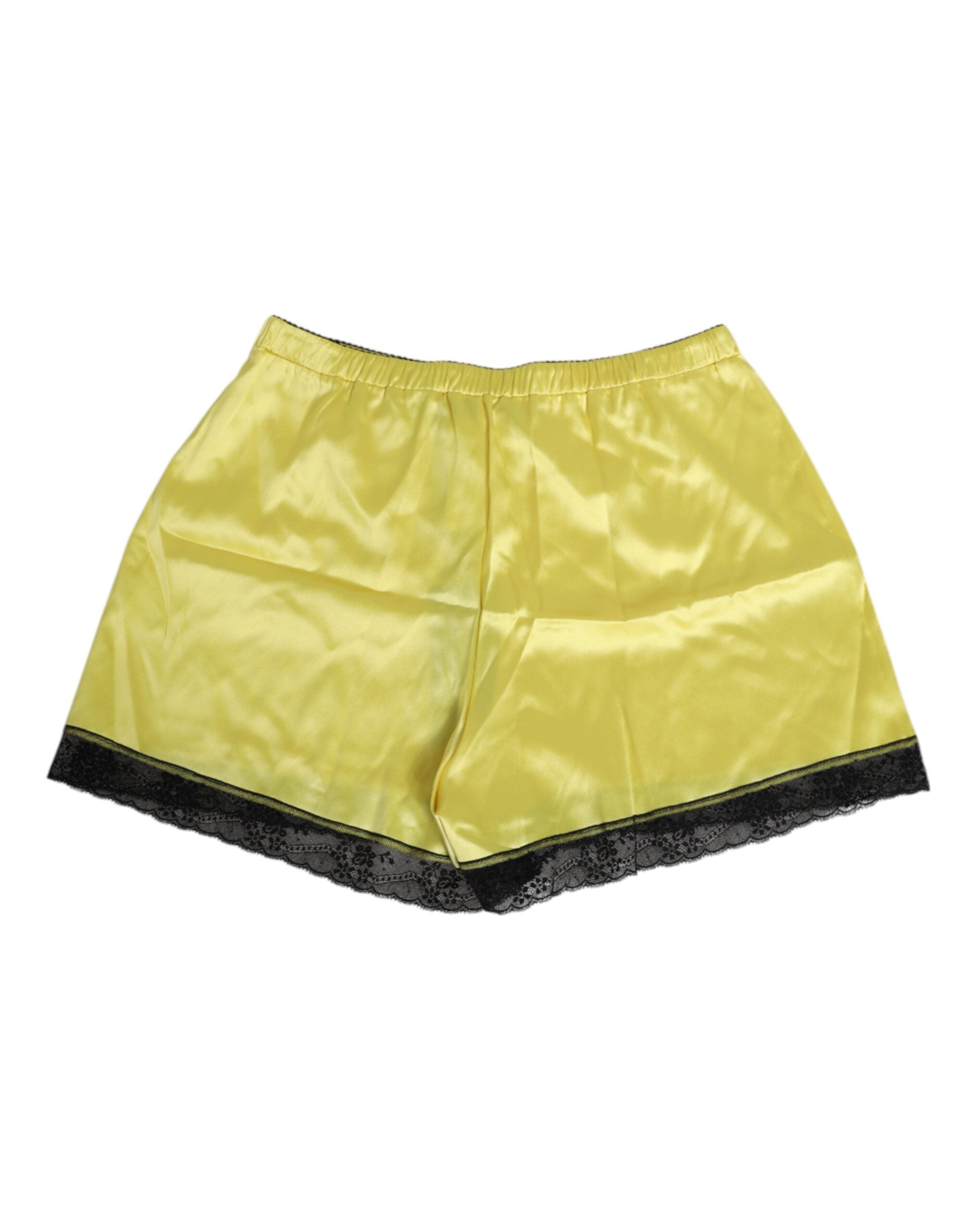 Dolce & Gabbana Yellow Satin Silk Mid Waist Underwear Women's Shorts