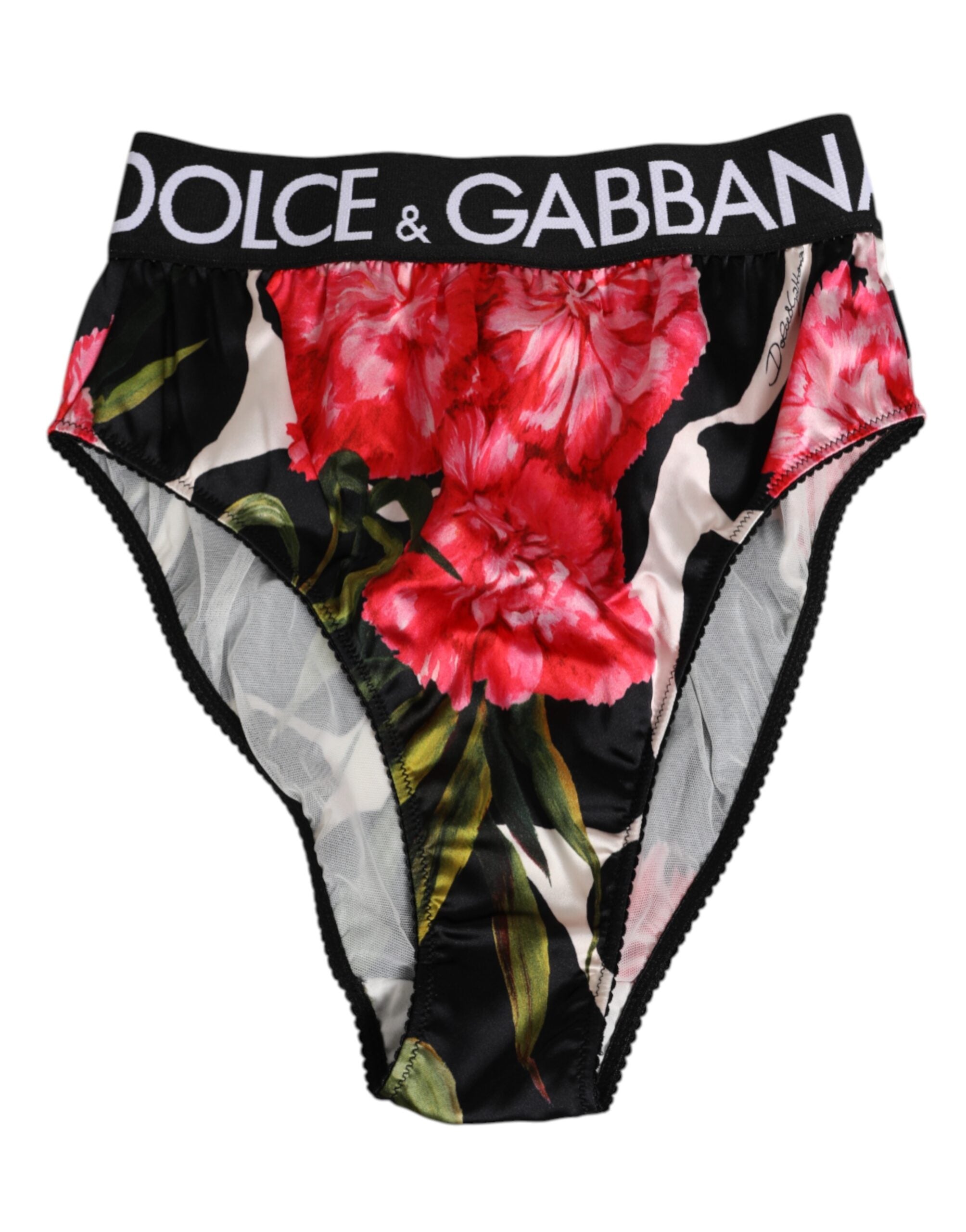 Dolce & Gabbana Black Floral Print High Waist Panty Women's Underwear