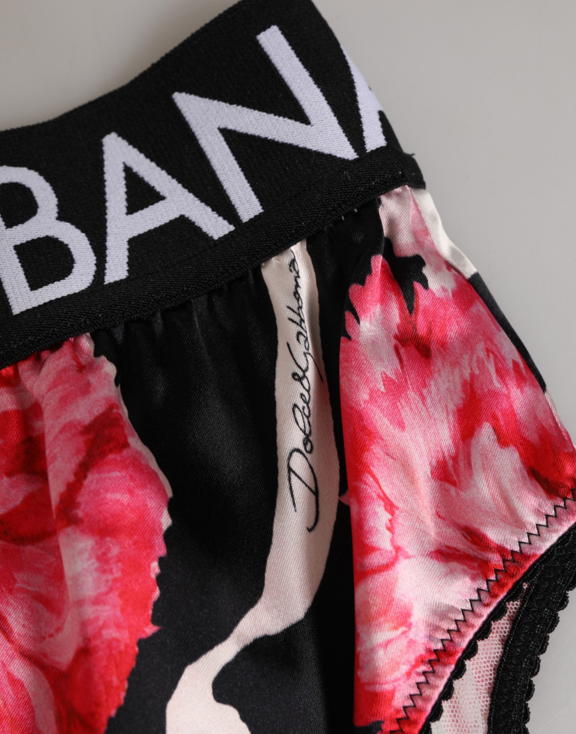 Dolce & Gabbana Black Floral Print High Waist Panty Women's Underwear