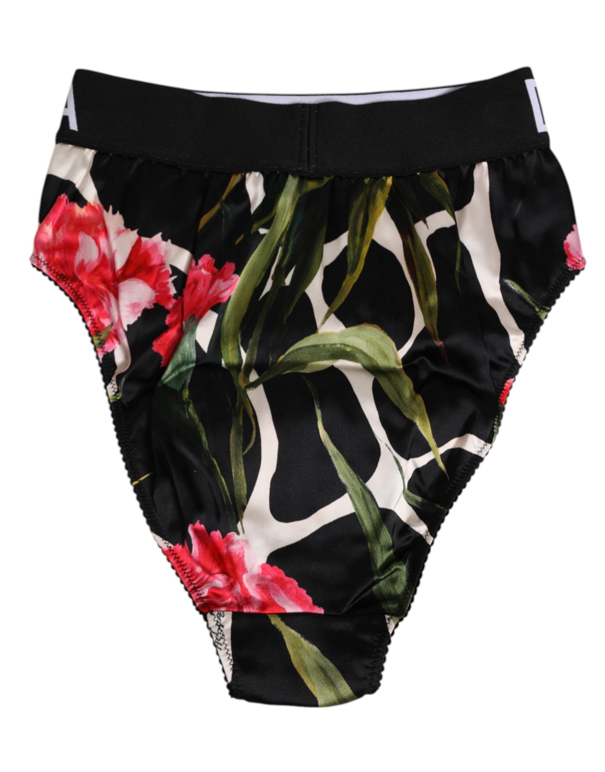 Dolce & Gabbana Black Floral Print High Waist Panty Women's Underwear