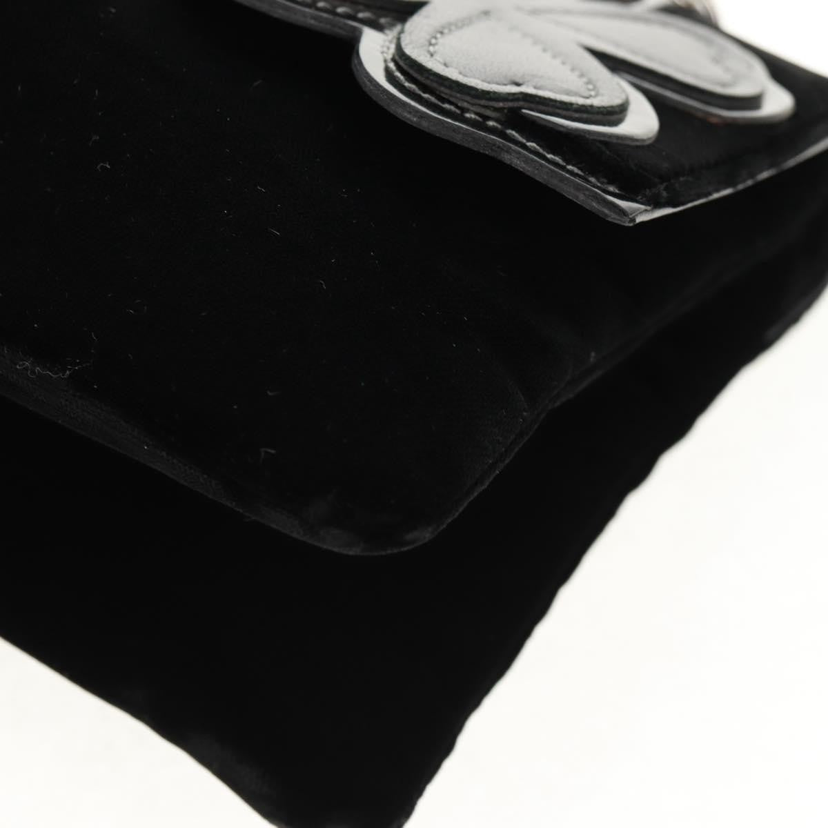 Chanel Camellia No.5 Chain Flap Velvet Black Velvet Shoulder Bag Bag (Pre-Owned)