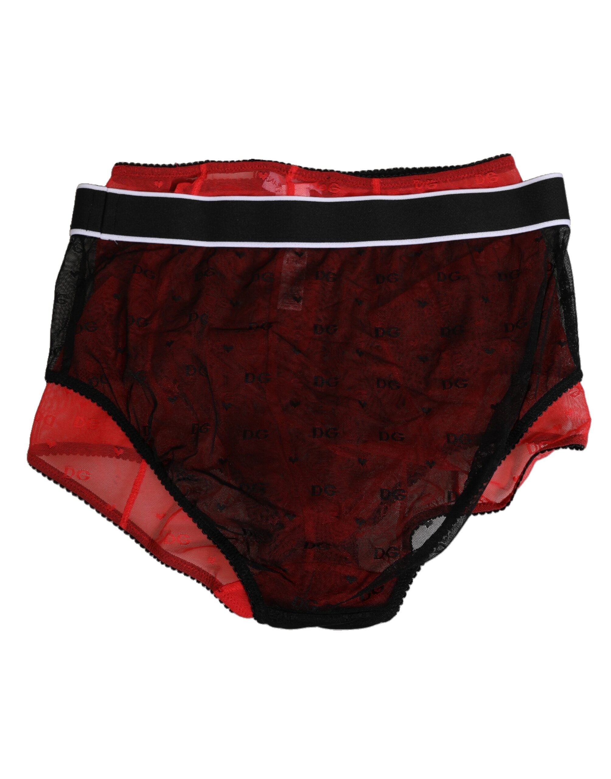 Dolce & Gabbana Black Red Nylon High Waist Girdle Women's Underwear