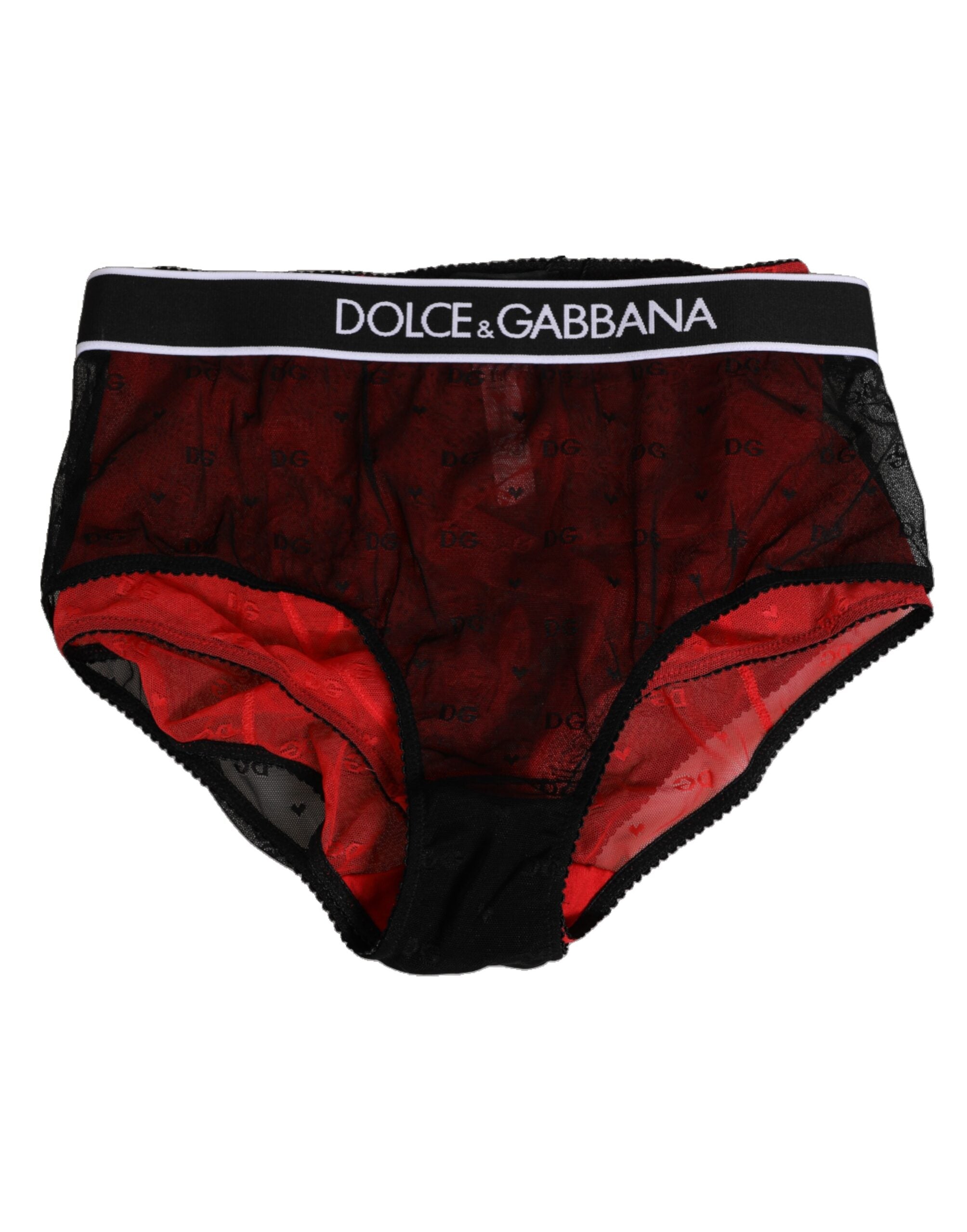 Dolce & Gabbana Black Red Nylon High Waist Girdle Women's Underwear