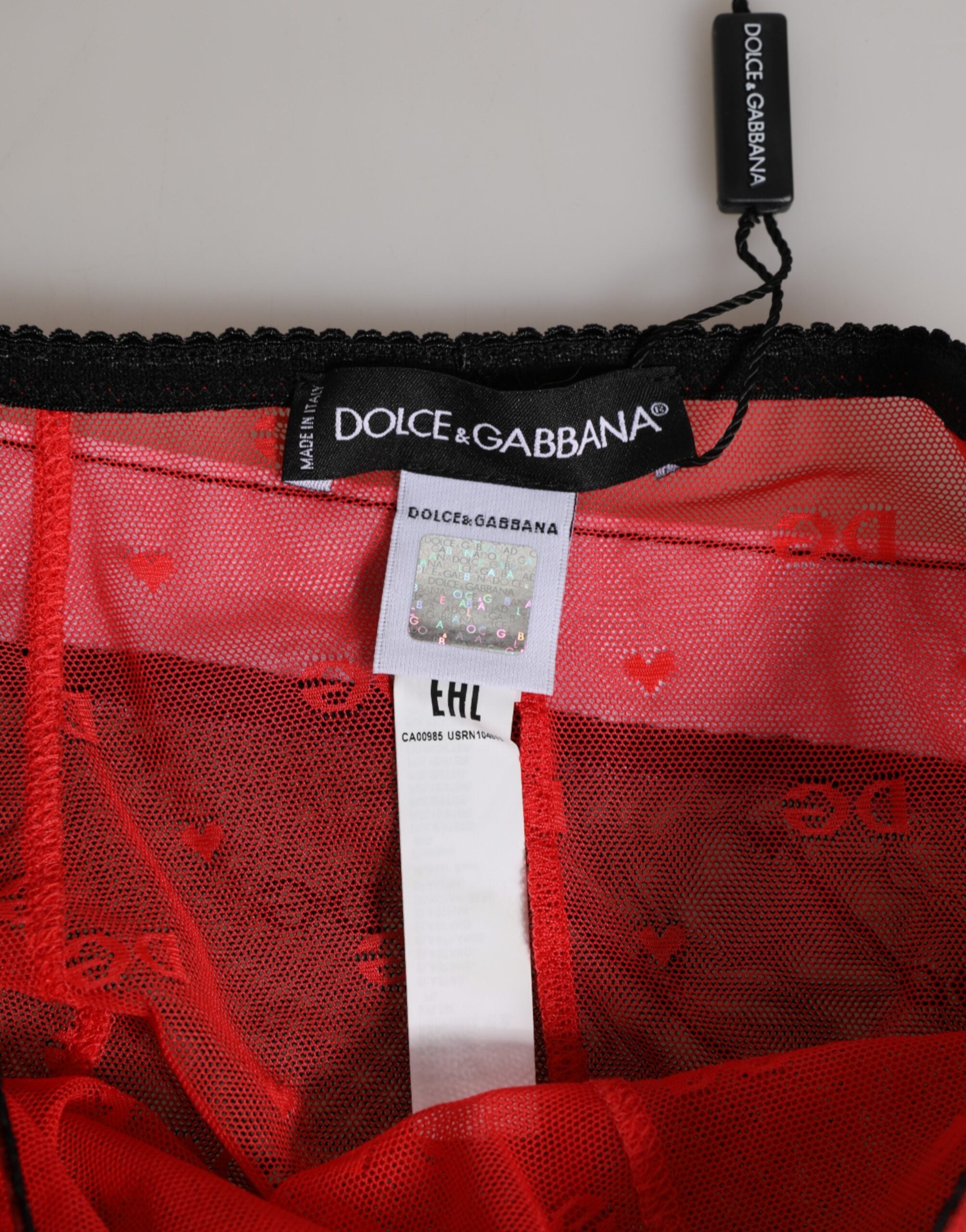 Dolce & Gabbana Black Red Nylon High Waist Girdle Women's Underwear