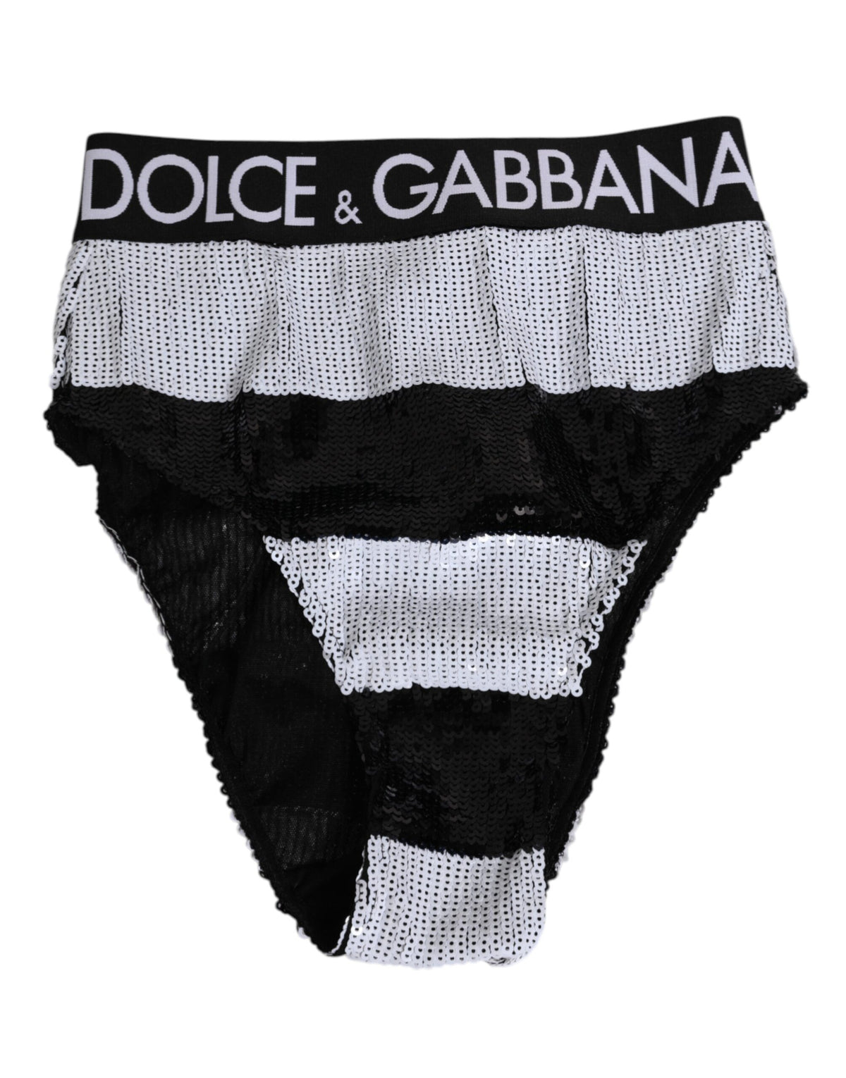 Dolce & Gabbana Black White Sequin High Waist Panty Women's Underwear